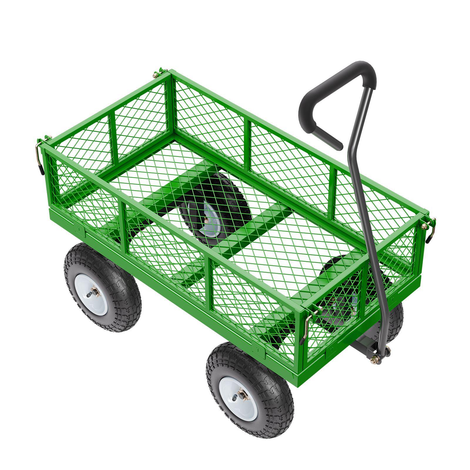 680 Pfund Schwerer Gartenwagen Aus Stahl, Metallanhänger Mit 10-zoll-rädern, Abnehmbaren Seitenwänden Und Um 180° Drehbarem Griff