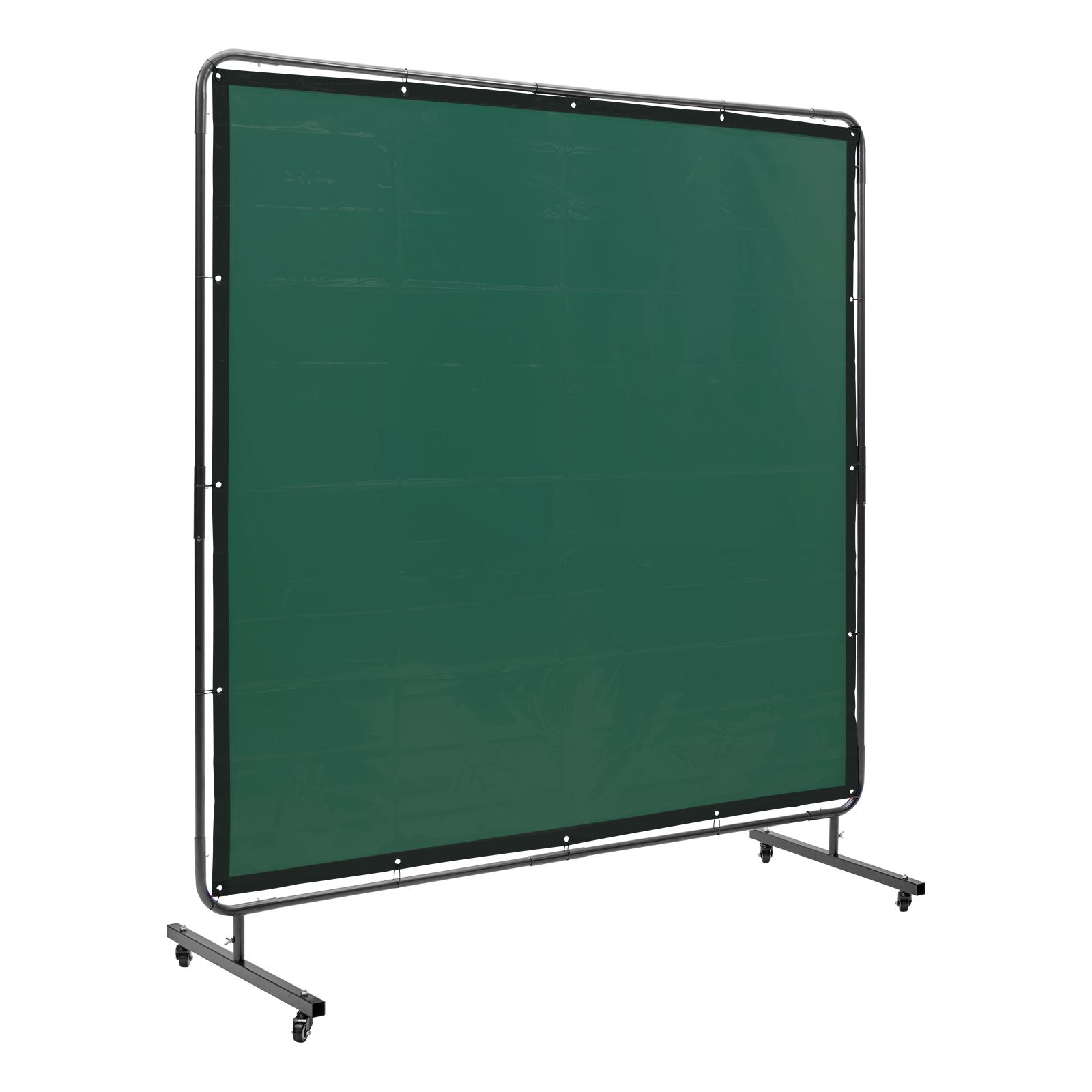 Schweißschutzwand Mit Rahmen, 1,8 X 1,8 M, Feuerfester Vinylvorhang, Mobiler Schutz Auf 4 Lenkrollen (2 Davon Gebremst), Ideal Für Industriewerkstätten, Grün.