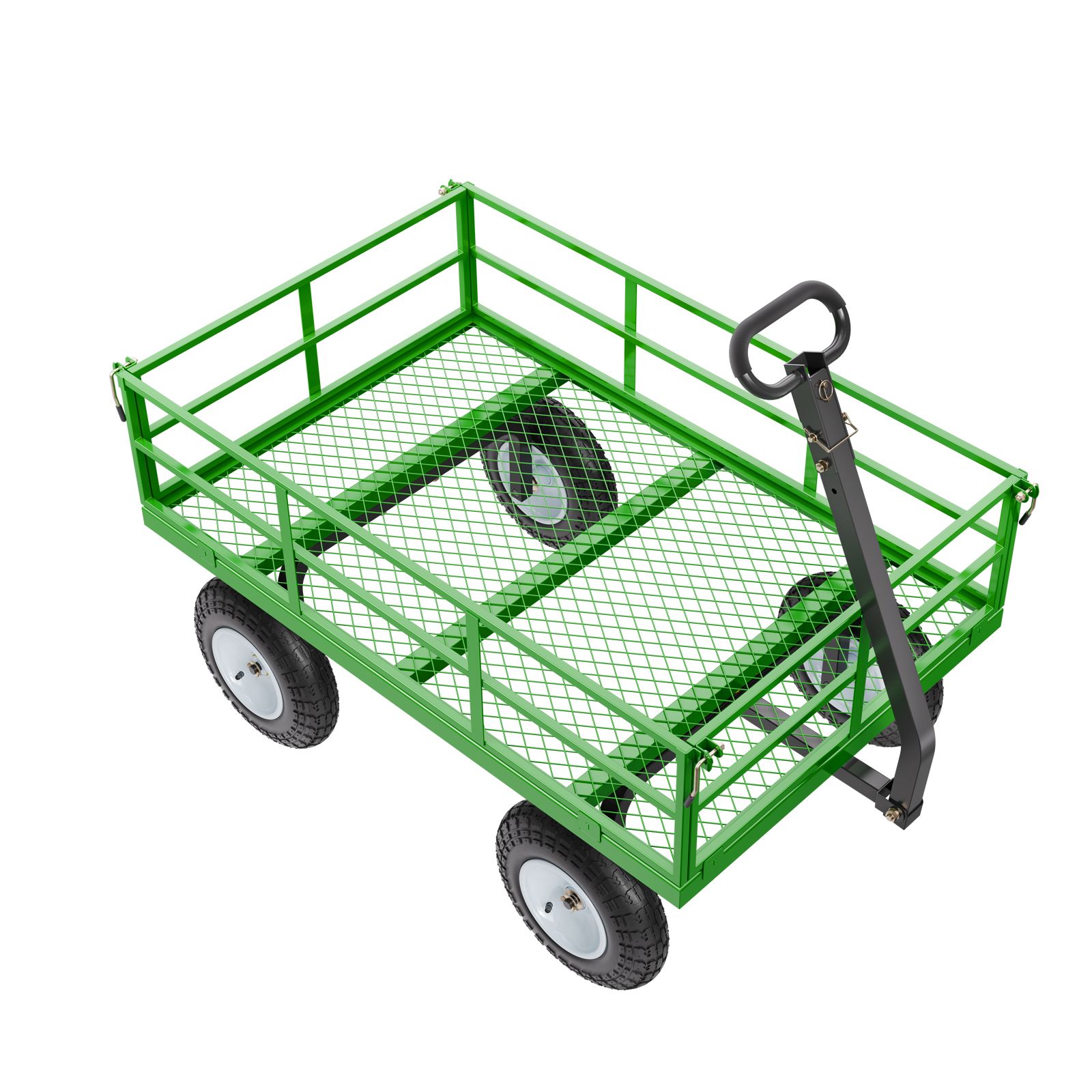 1200 Pfund Schwerer Gartenwagen Aus Stahl, 2-in-1-nutzanhänger, 13-zoll-geländeräder, Abnehmbare Seitenwände, Um 180° Drehbarer Griff.