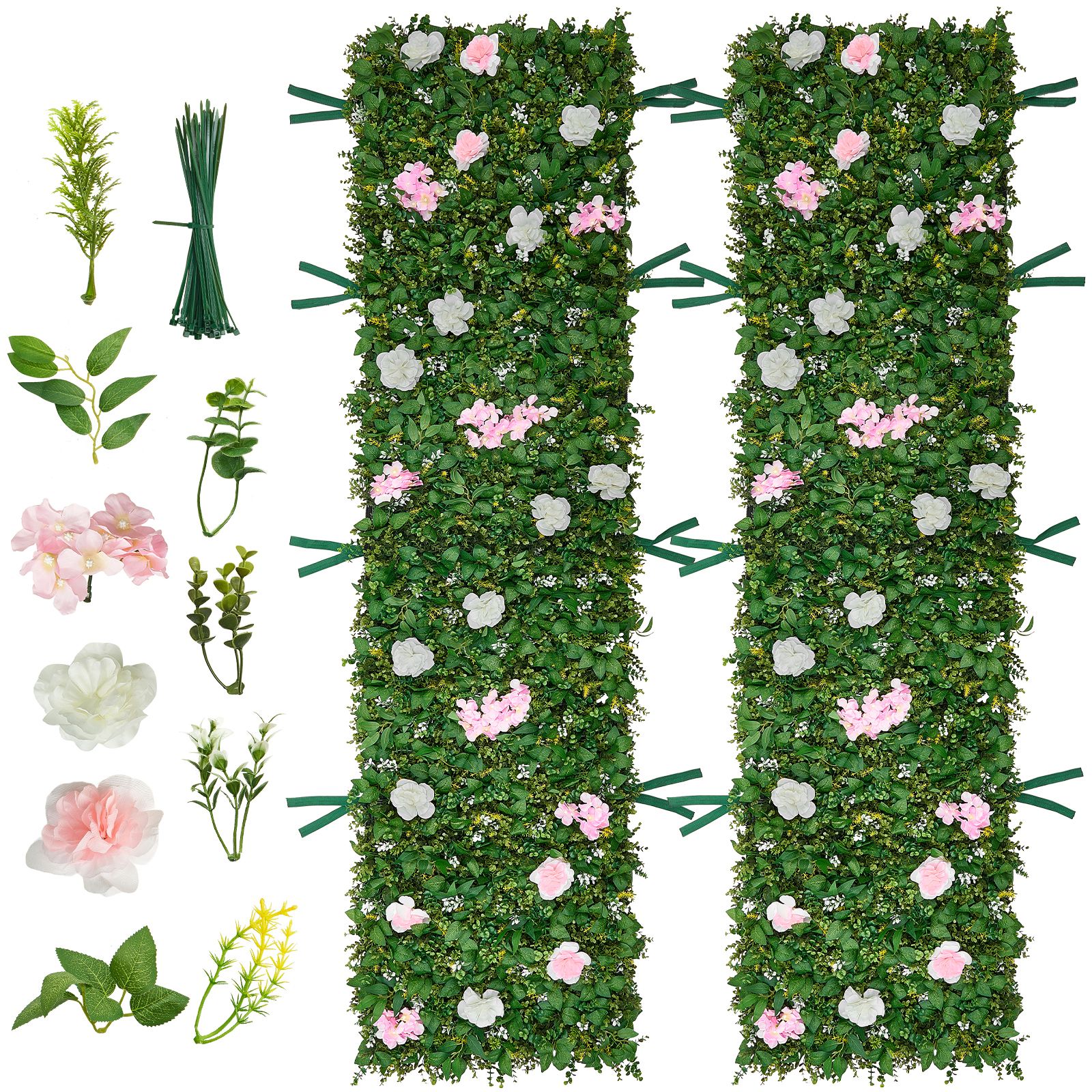 Dekorative 3d-seidenblumen-wandpaneele, 2-teilig, Je 61 X 243,8 Cm, Florale Wanddekoration Für Hochzeiten, Events, Partys Und Als Heimdekoration