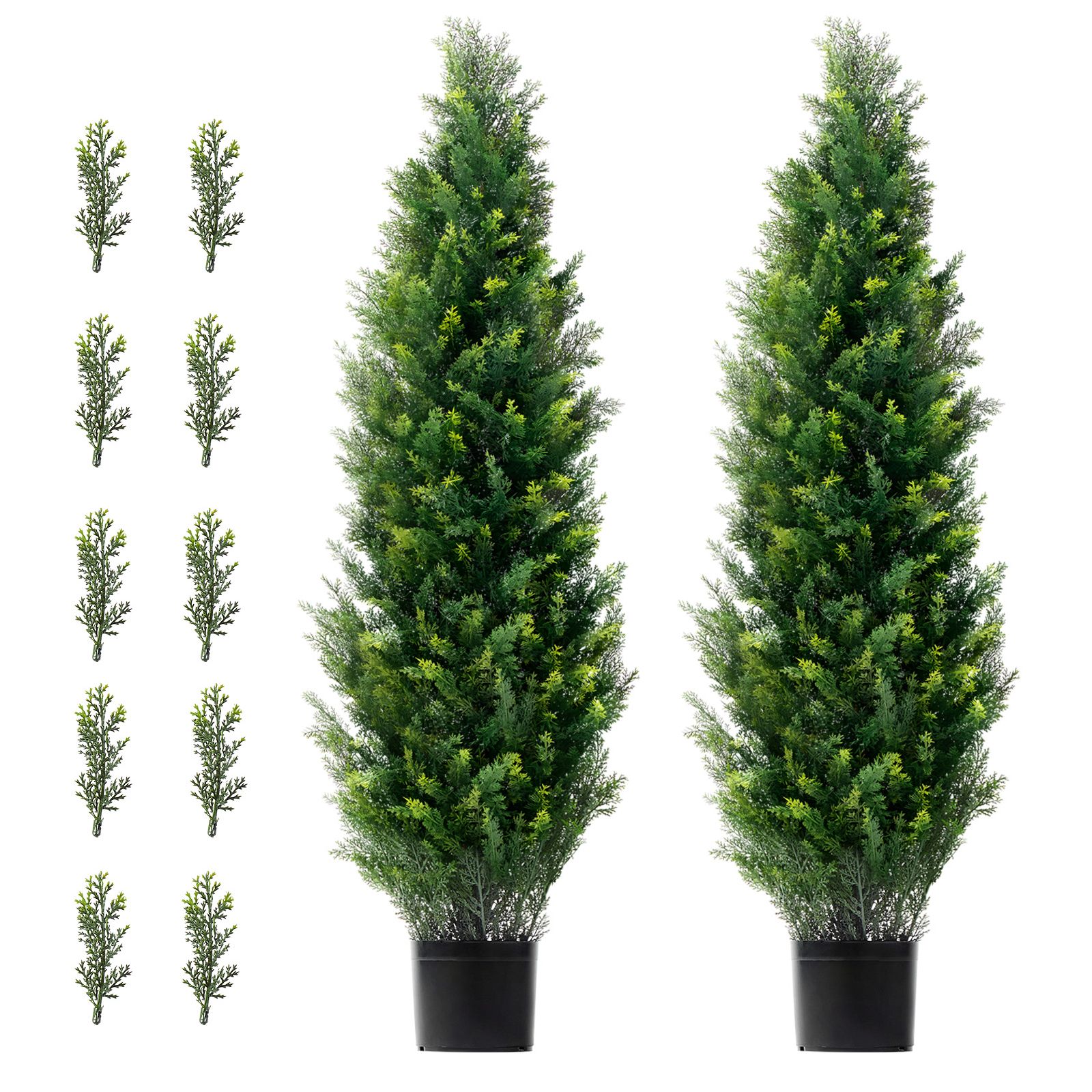 Set Mit 2 Künstlichen Zedernbäumen, 121,9 Cm, Kunstpflanzen, Uv-beständig, Für Drinnen Und Draußen