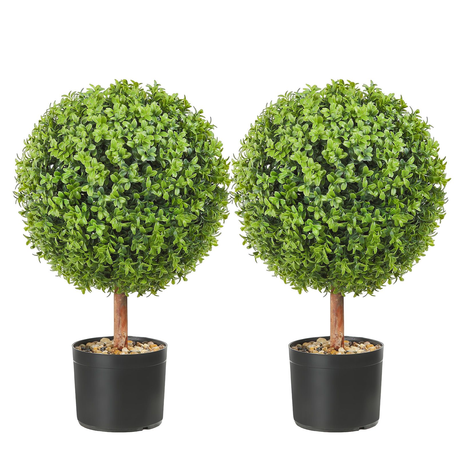 Künstliche Buchsbaum-topiary, 24 Cm (2er-set), Kugelform, Grüne Pflanzen Mit Töpfen, Austauschbare Blätter, Für Den Innen-/außenbereich/garten.
