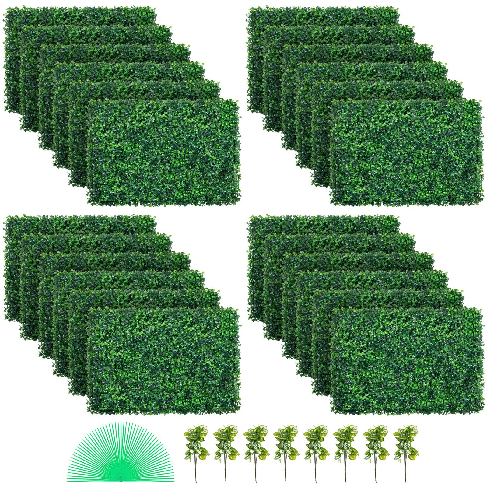 Künstliche Buchsbaum-paneele 60x40 Cm, 24er-packung, Uv-beständig, Dekorative Hecke Für Zäune, Grüne Wände Im Innen- Und Außenbereich, Garten, Terrasse.