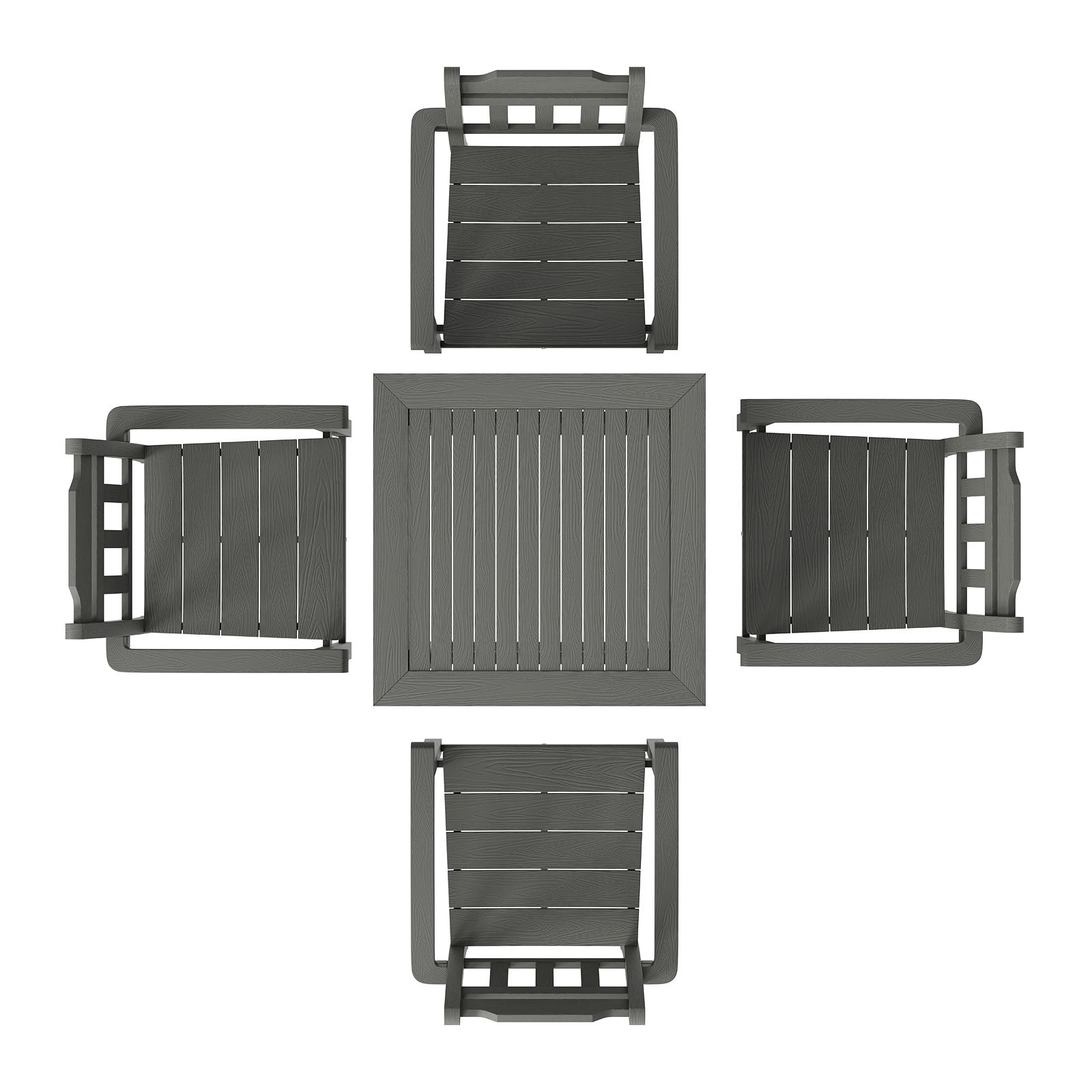 5-teiliges Garten-set, Quadratischer Tisch Und Stühle, Wetterfeste Gartenmöbel, Hellgrau