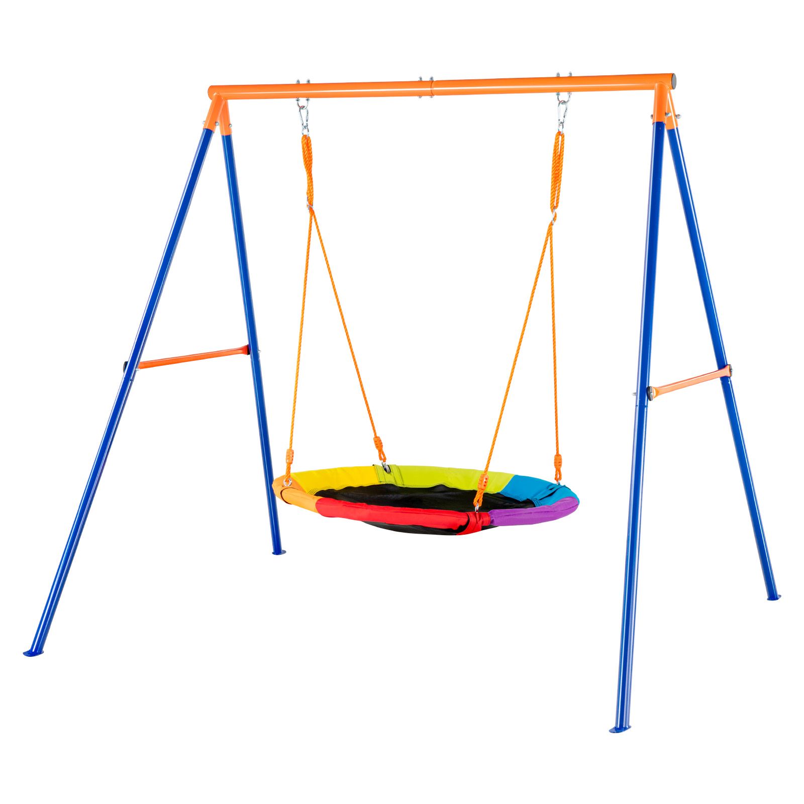Gartenschaukel, Tragkraft 200 Kg, Runder Sitz Mit 40 Cm Durchmesser, Robuste A-förmige Metallkonstruktion, Verstellbares Seil, Einfache Montage, Für Kinder.
