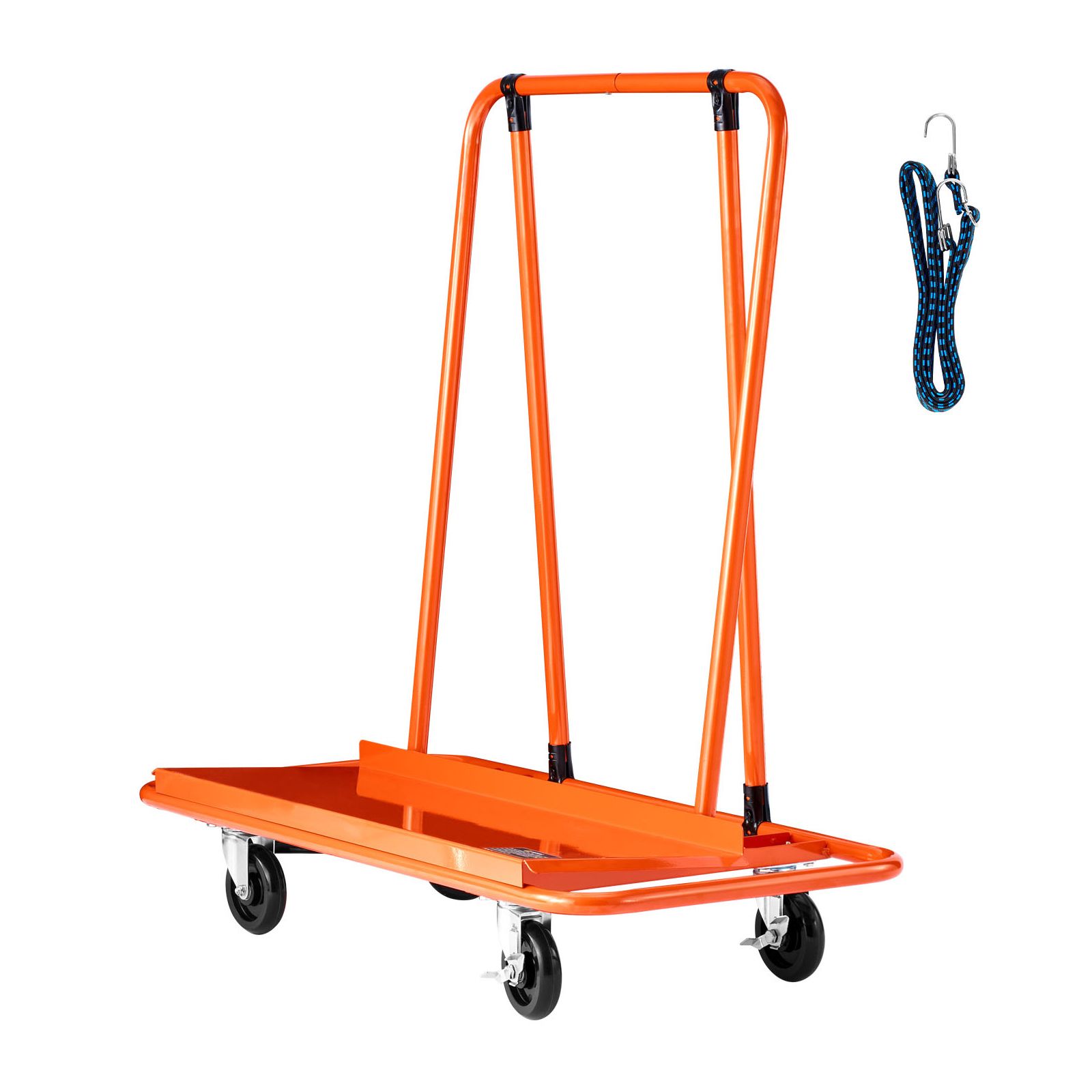 Placoplâtre Transportwagen, 816 Kg Tragkraft, Stahlrahmen, 4 Lenkrollen, Robust, Mit Klemmgurt Für Platten, Holz, Glas – Orange
