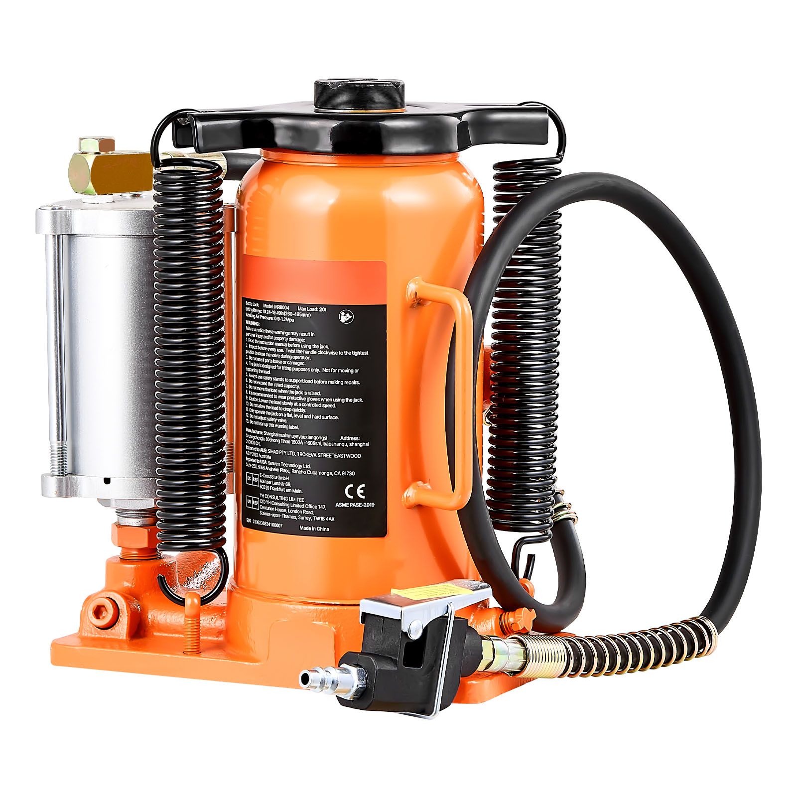 20-tonnen-luftdruck-hydraulikheber (44.092 Lbs), Hubkraft 260–495 Mm, Pneumatisch/manuell, Geschweißt, Für Suvs, Pickups, Lkws, Wohnwagen, Autoreparaturen, Orange