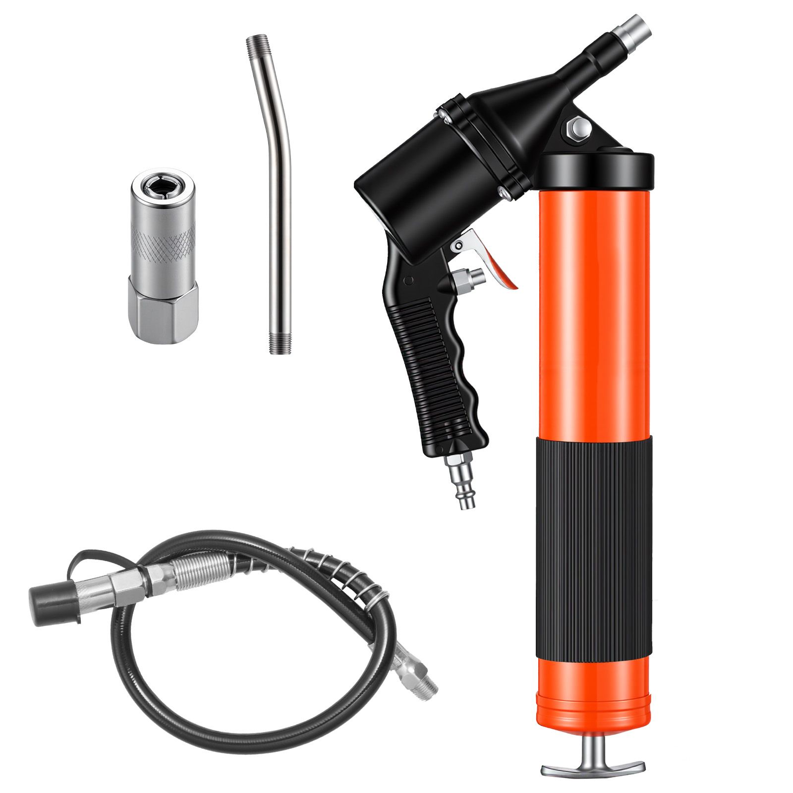Hochdruck-fettpresse 6000 Psi, Robustes Set Mit 0,4 L Fassungsvermögen, 45,7 Cm Flexiblem Schlauch, Starrer Verlängerung Und 2 Flachdüsen Für Anwendungen Im Automobil- Und Schiffbau.