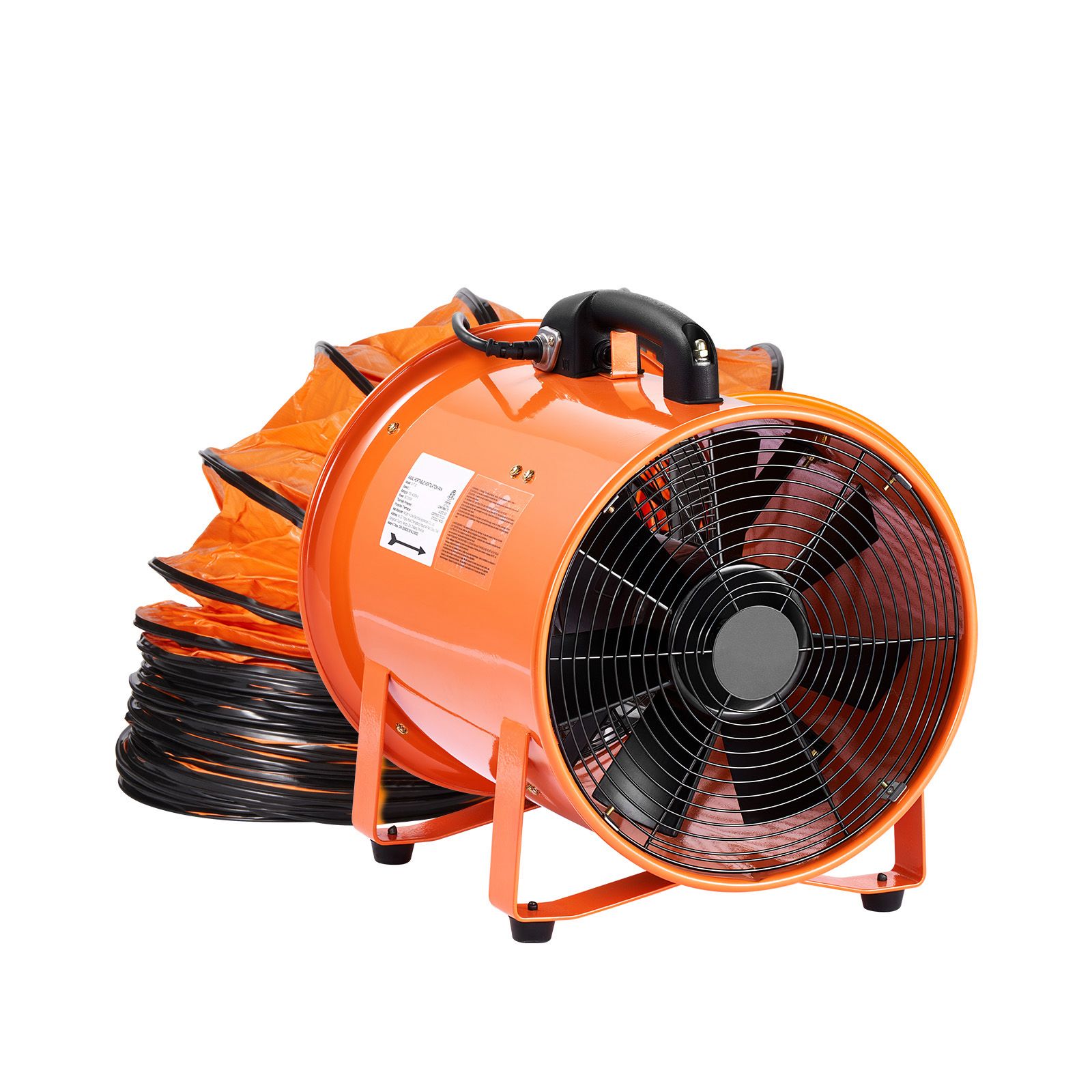 Tragbarer Axialventilator 300 Mm, 2 Geschwindigkeiten, 2894 Cfm Luftdurchsatz, Mit 10 M Flexiblem Schlauch, Für Keller, Werkstätten Und Lagerhallen, Orange.