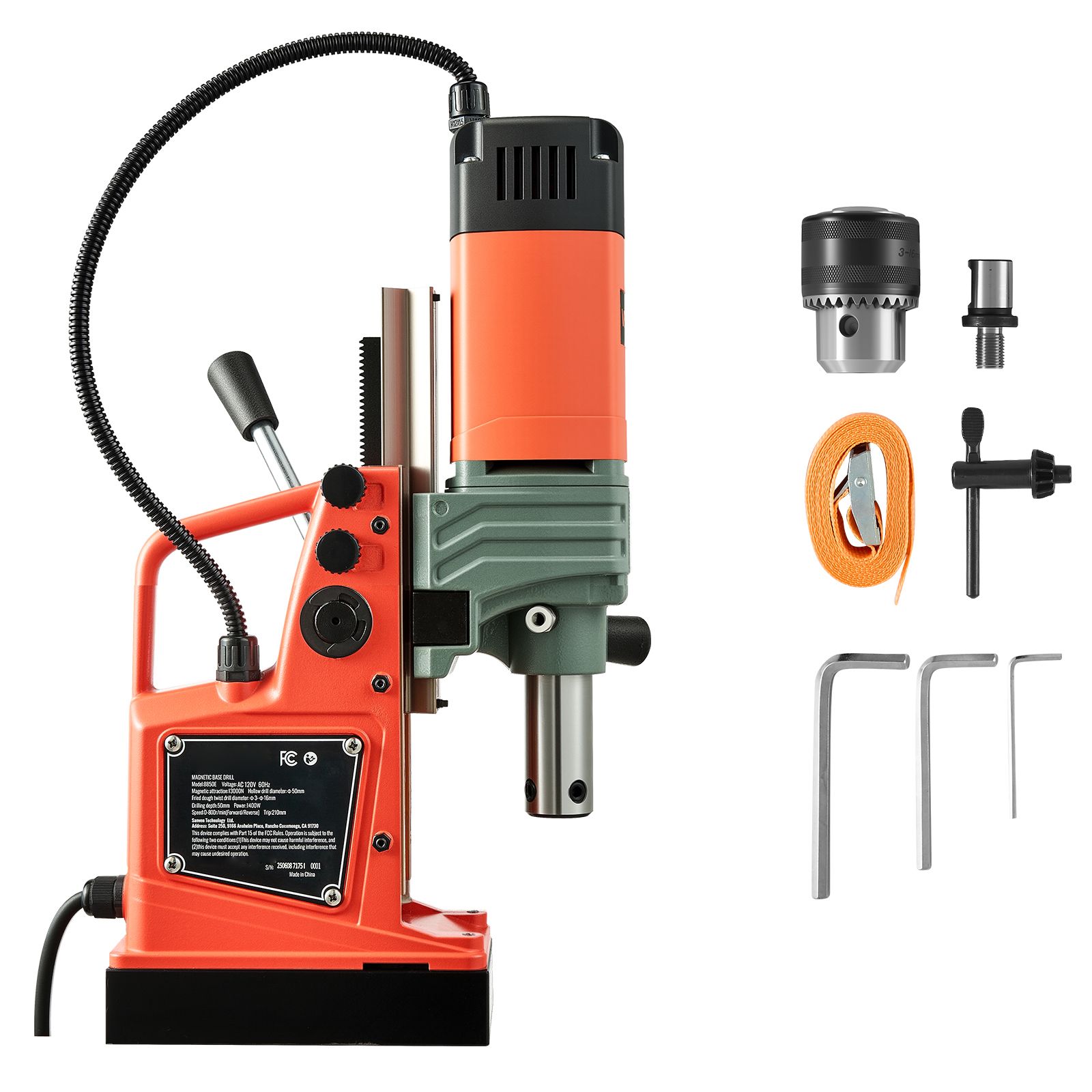 Tragbare Magnetbohrmaschine Mit 1350 W Leistung, 50 Mm Bohrdurchmesser, 12500 N Kraft, Einstellbare Drehzahl 0-500 U/min, Weldon-bohrfutter, Für Metallbearbeitung, Industrielle Anwendungen Und Heimwer