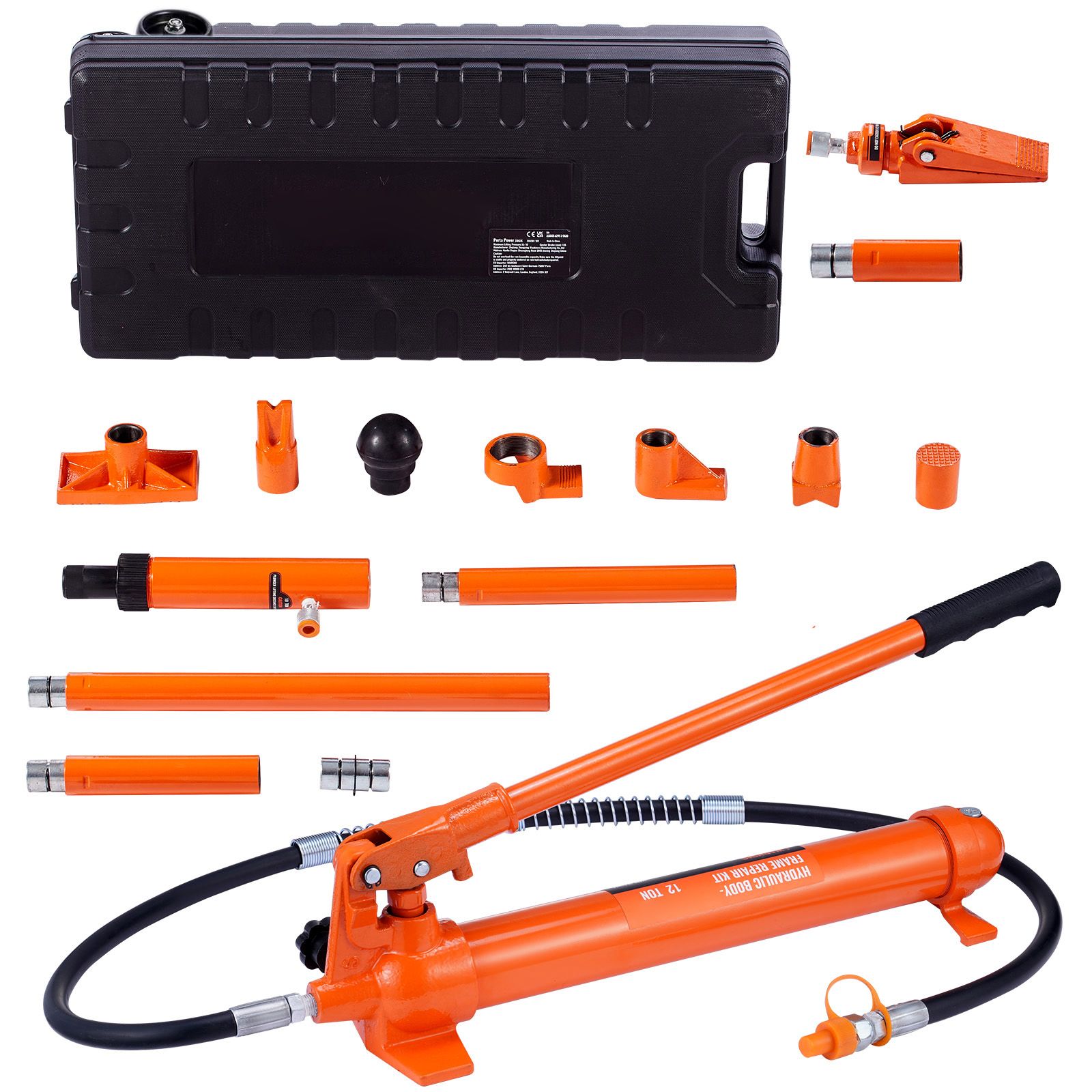 12-tonnen-hydraulikheber-set Mit Pumpe, 1,4 M Schlauch, Aufbewahrungskoffer Für Auto, Garage, Landwirtschaft, Mechaniker (26.455 Lb)