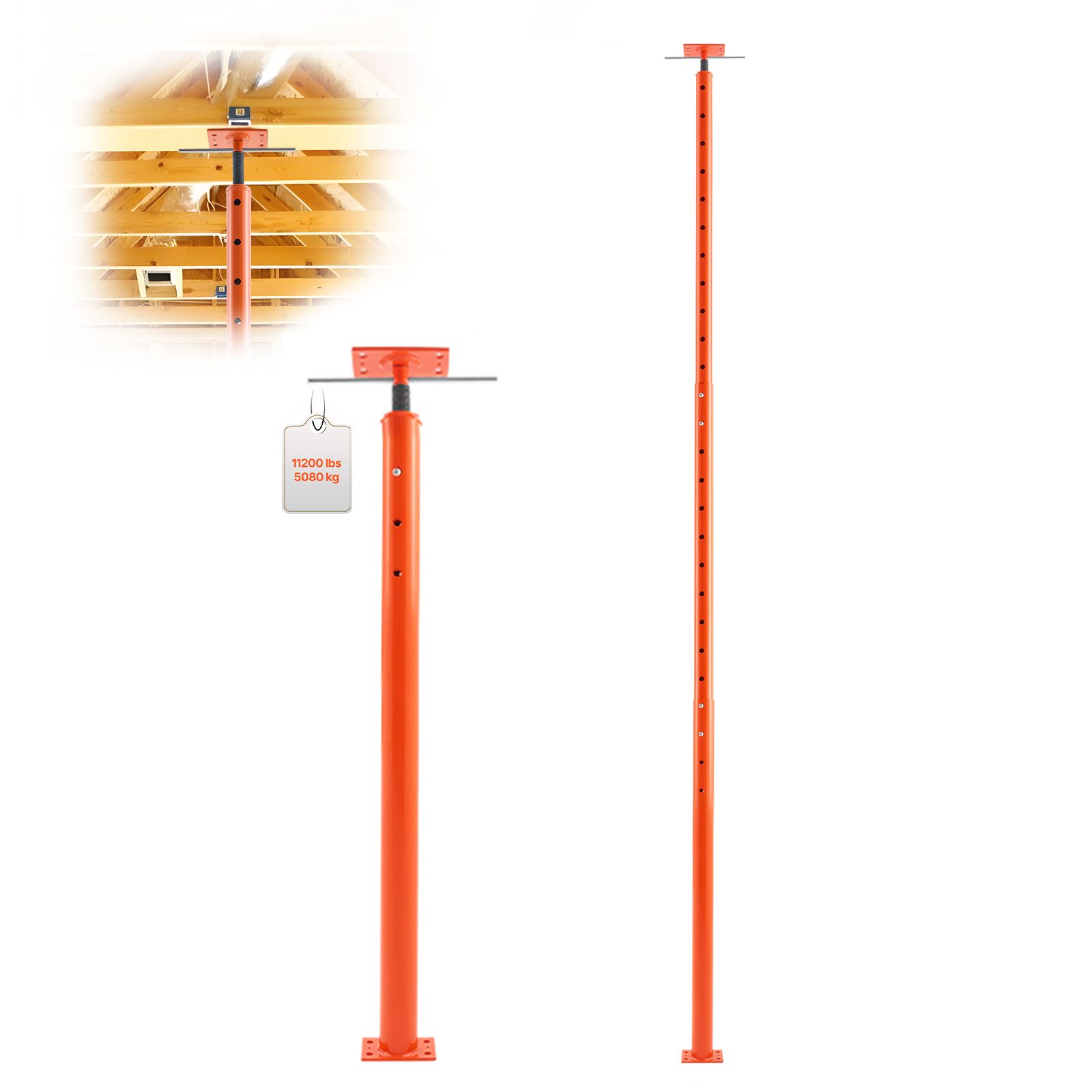 Teleskop-rangierwagenheber, 54"-150", 11200 Lb Tragfähigkeit, Verstellbarer Balken Zum Nivellieren, Temporäre Stahlstütze.