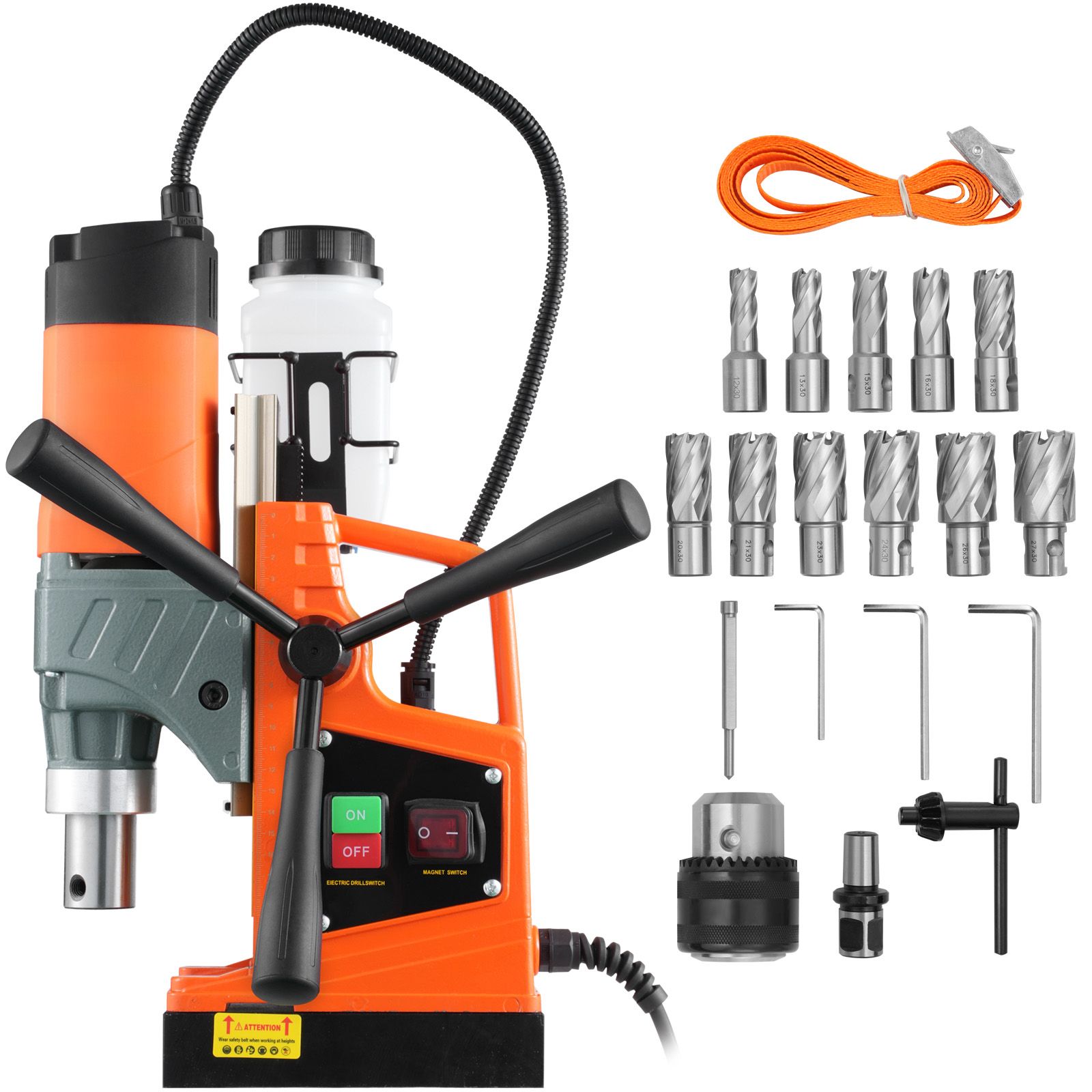 Tragbare Magnetbohrmaschine 1450w, Bohrdurchmesser 40mm, Kraft 12500n, 850 U/min, Mit 11 Kernbohrern, Für Metall Und Industrie.