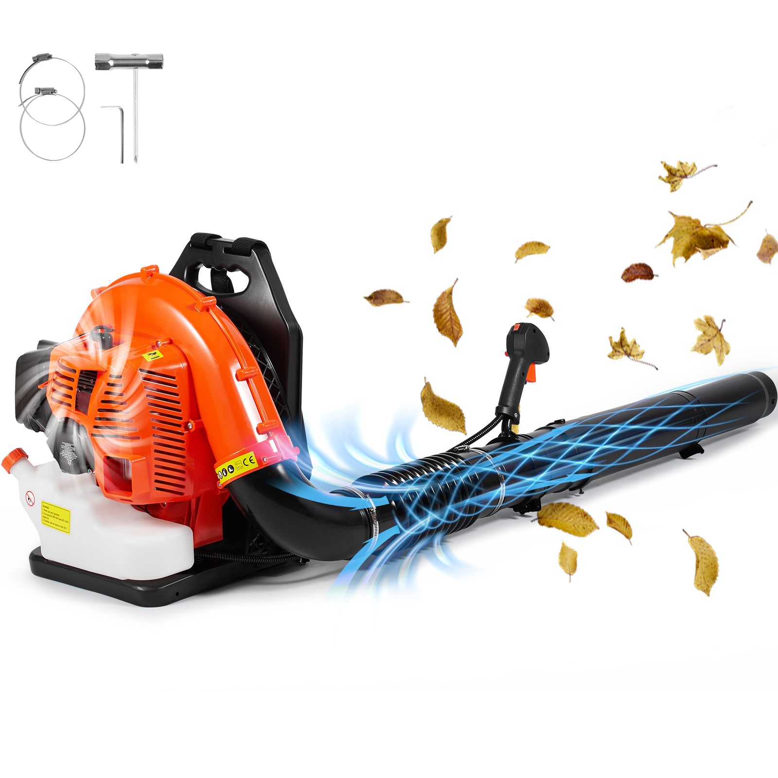 Rucksack-laubbläser, 79 Cm³ 2-takt, 3-liter-tank, 930 Cfm, 184 Mph, Ideal Für Garten, Laub Und Schnee.