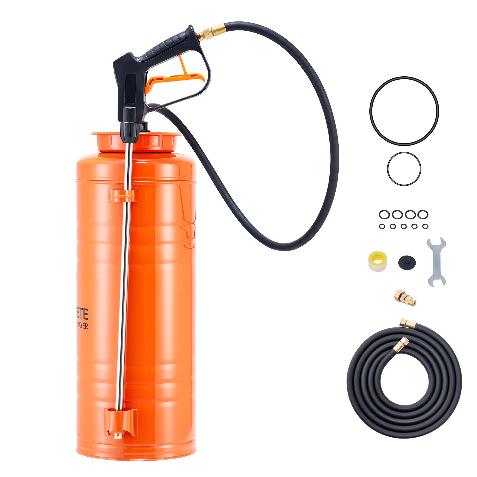 Industrielles Betonspritzgerät (14 L), Edelstahl, Robuste Dreikomponenten-pumpe, 52 Cm Lange Lanze Mit Ergonomischem Griff, 1,2 M Und 3 M Lange Schläuche, 2 Messingdüsen. Ideal Für Baustellen Und Gärt
