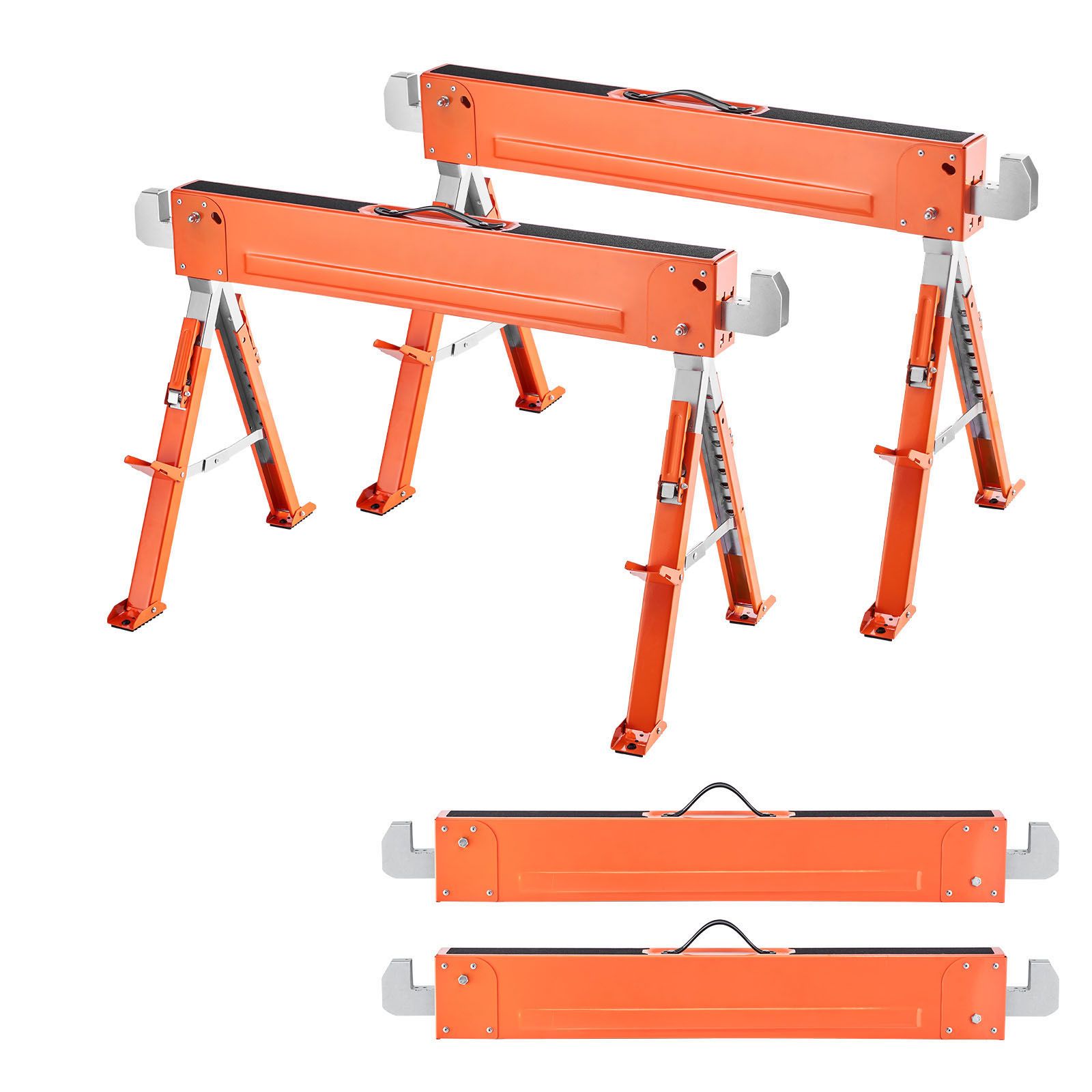 Klappbare Sägeböcke, 2er-set, Tragkraft 816,5 Kg, Verstärkte Beine, Höhenverstellbar, Rutschfeste Füße, Für Schreiner- Und Baustellen