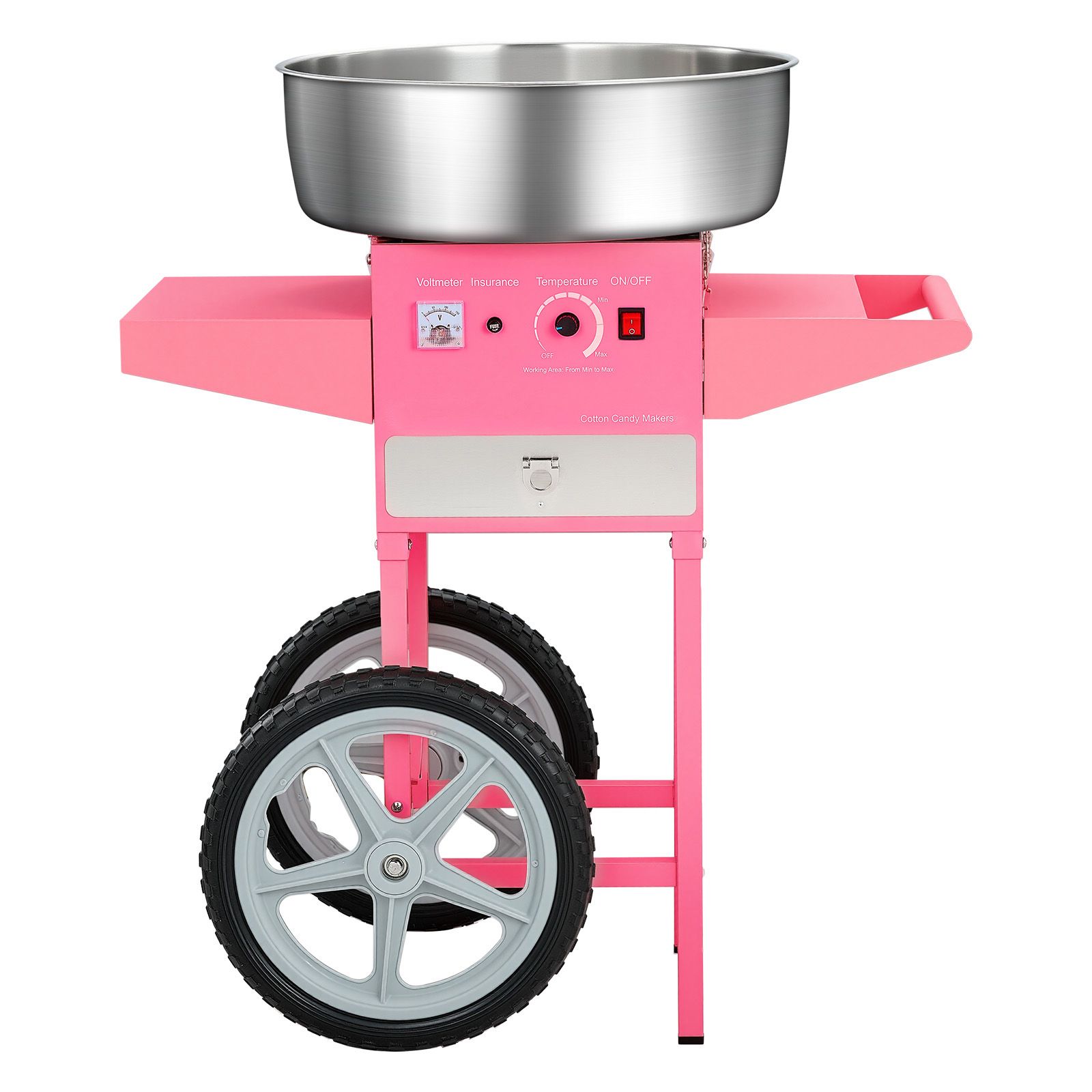 Elektrische Zuckerwattemaschine Mit 1000 W Leistung, Inklusive Wagen, 52 Cm Edelstahlschüssel, Zuckerlöffel Und Schublade. Einfache Bedienung, Ideal Für Partys Und Geburtstage. Farbe: Rosa.