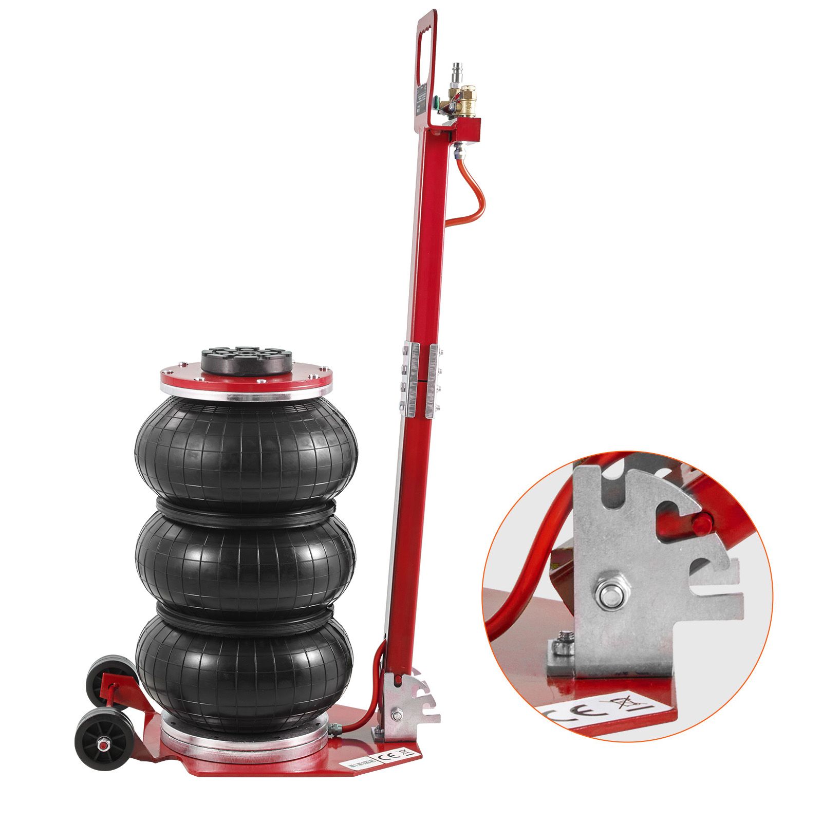 3t/3000kg Pneumatischer Wagenheber, Dreifachsack, 6 Stahlrohre, 44,9 Cm Hubhöhe, 3-5 Sekunden Schnellhub, Verstellbarer Griff Für Den Einsatz In Pkw Und Werkstatt (rot)