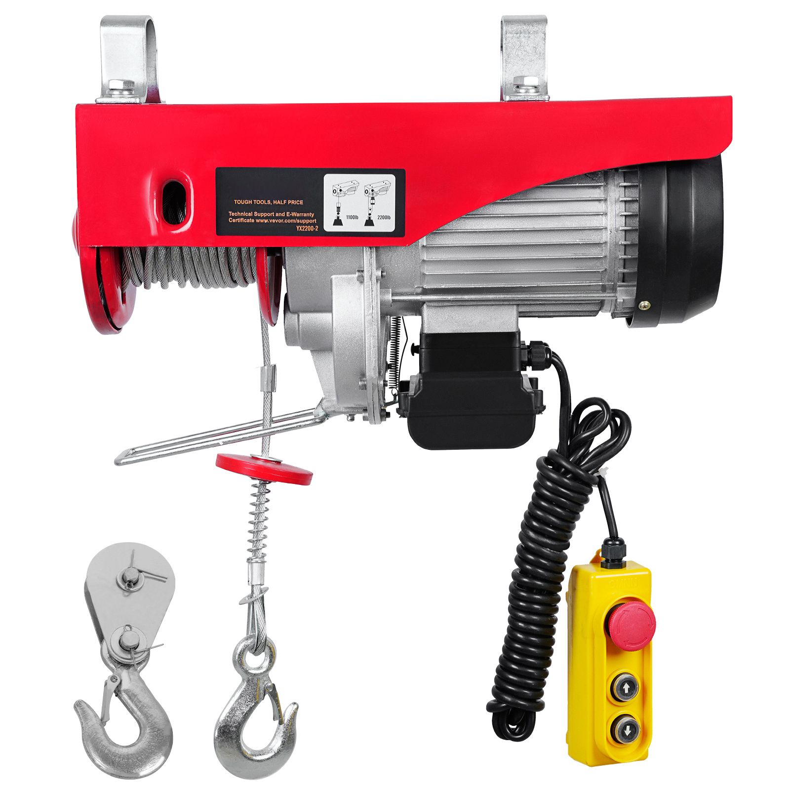 Elektrische Seilwinde 998 Kg, 1600w 220v Reinkupfermotor, 12,19 M Hubhöhe, 4,27 M Kabelgebundene Fernbedienung, Für Garage, Lagerhalle, Werkstatt.