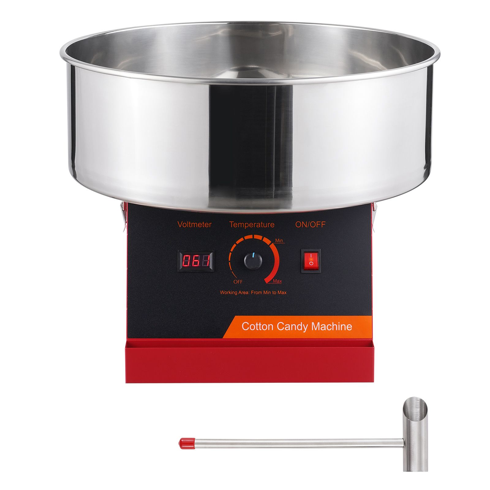 Elektrische Zuckerwattemaschine Mit 1000 W Leistung, Edelstahlschüssel, Mit Zuckerlöffel, Ideal Für Geburtstage Und Familienfeiern (rot)