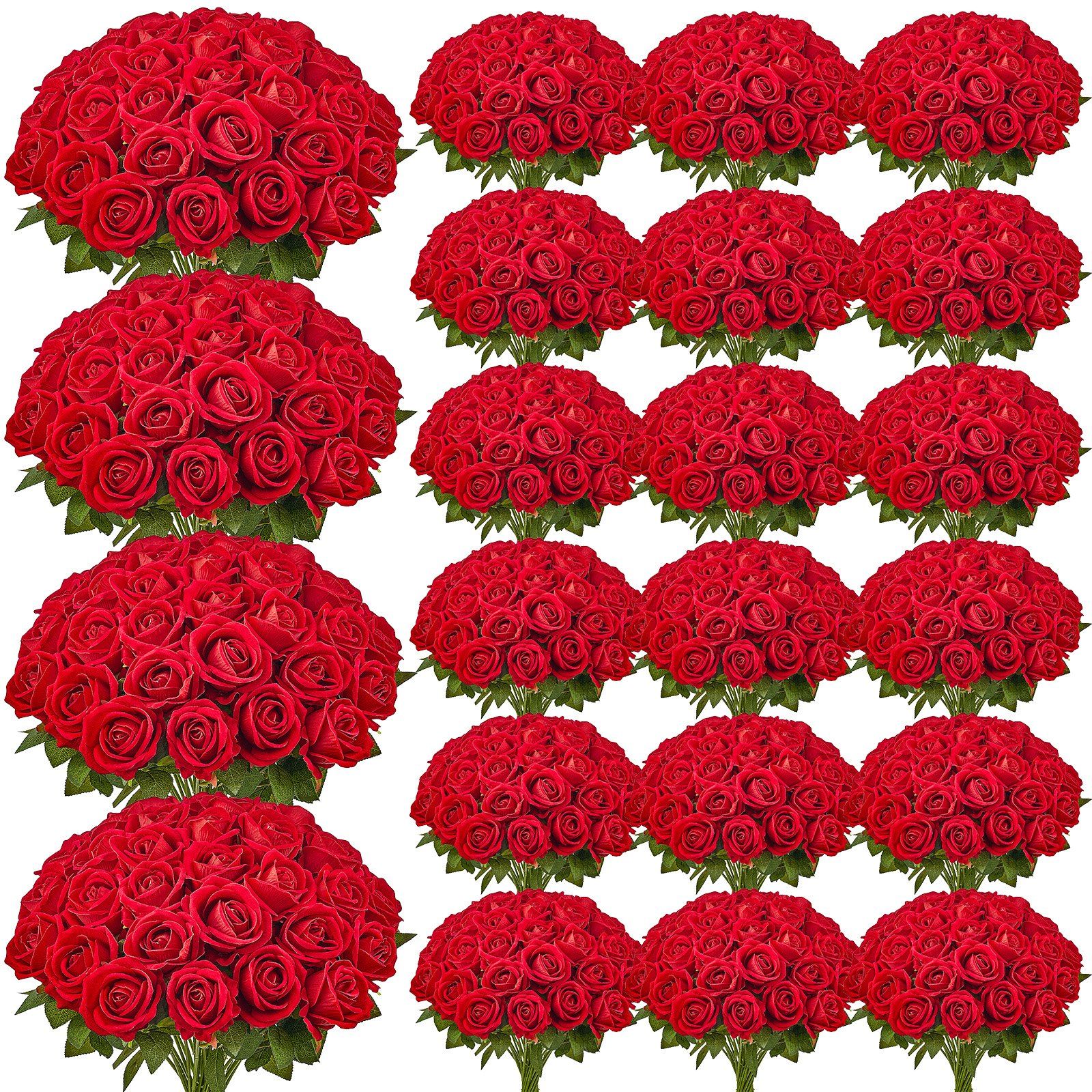 500 Stück Rote Künstliche Schaumstoffblumen, Realistische Künstliche Rosen Mit Stielen, Für Diy-hochzeitssträuße, Tisch- Und Heimdekorationen