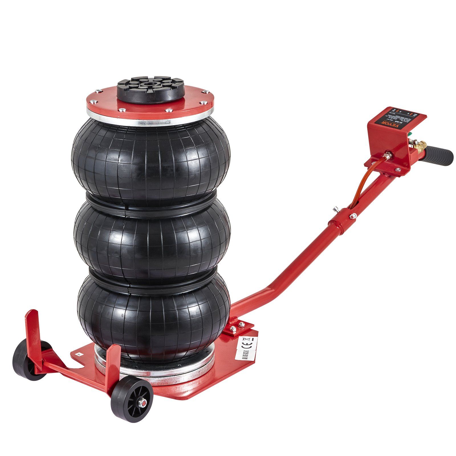 Pneumatischer Wagenheber 3t/6600 Lbs, Dreifachsack, Hubhöhe Bis Zu 450 Mm, 6 Stahlrohre, Schnelles Anheben 3-5 S, Lange Griffe, Für Autos Und Werkstätten, Rot.