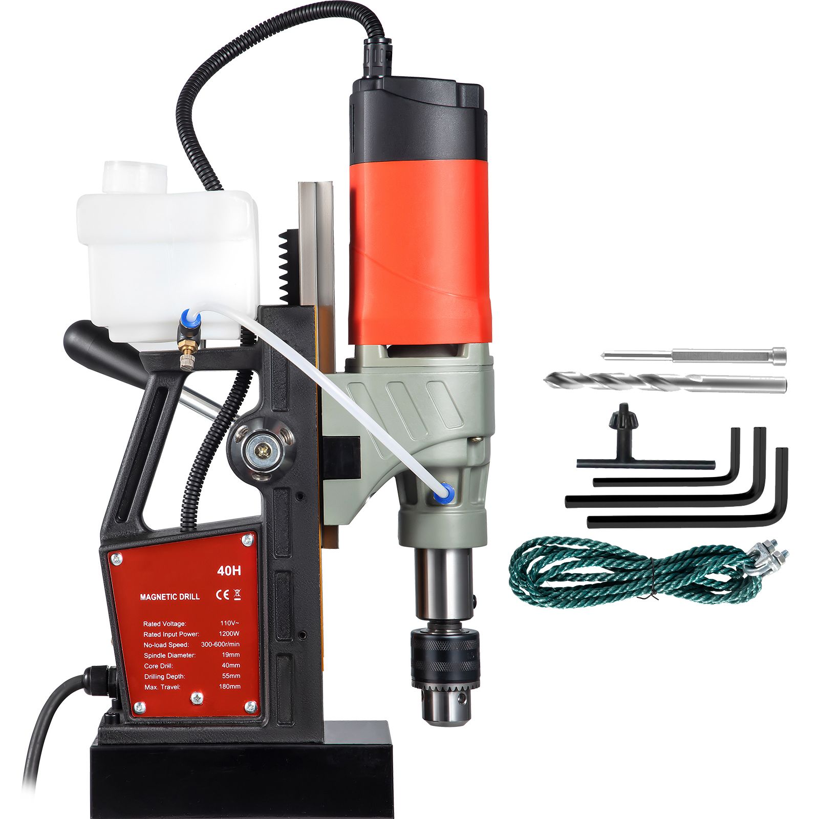 Tragbare Magnetbohrmaschine Mit 1200 W Leistung, 4 Cm Bohrdurchmesser, 13000 N Kraft, Variable Drehzahl 580 U/min, Für Verschiedene Oberflächen Und Heimwerkerarbeiten, Ce-zertifiziert.