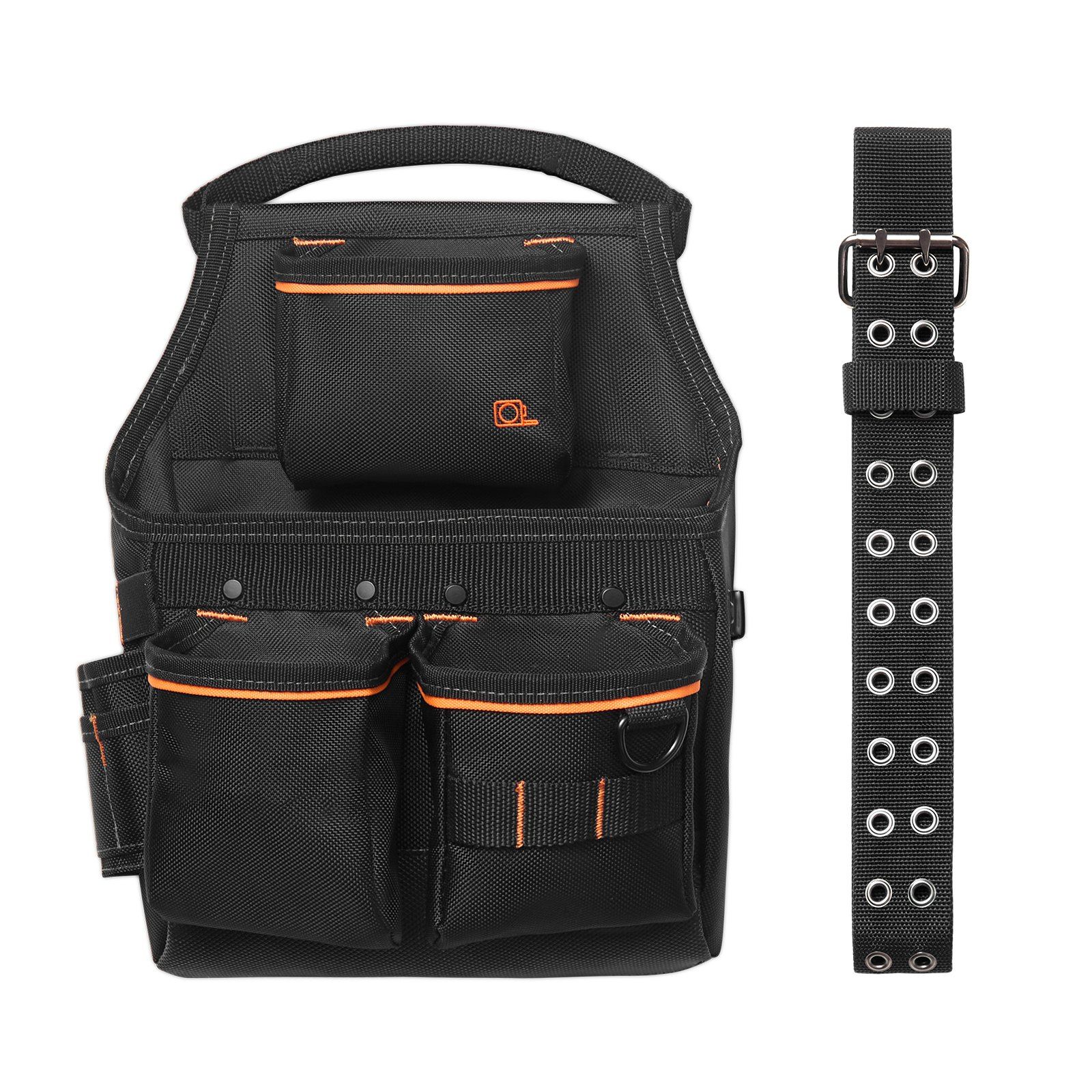 Werkzeugtasche Mit Gürtel, 14 Taschen, Professionell, Abnehmbar Und Verstellbar, Für Elektriker, Schreiner, Bauarbeiter, Taillenumfang 83-127 Cm.