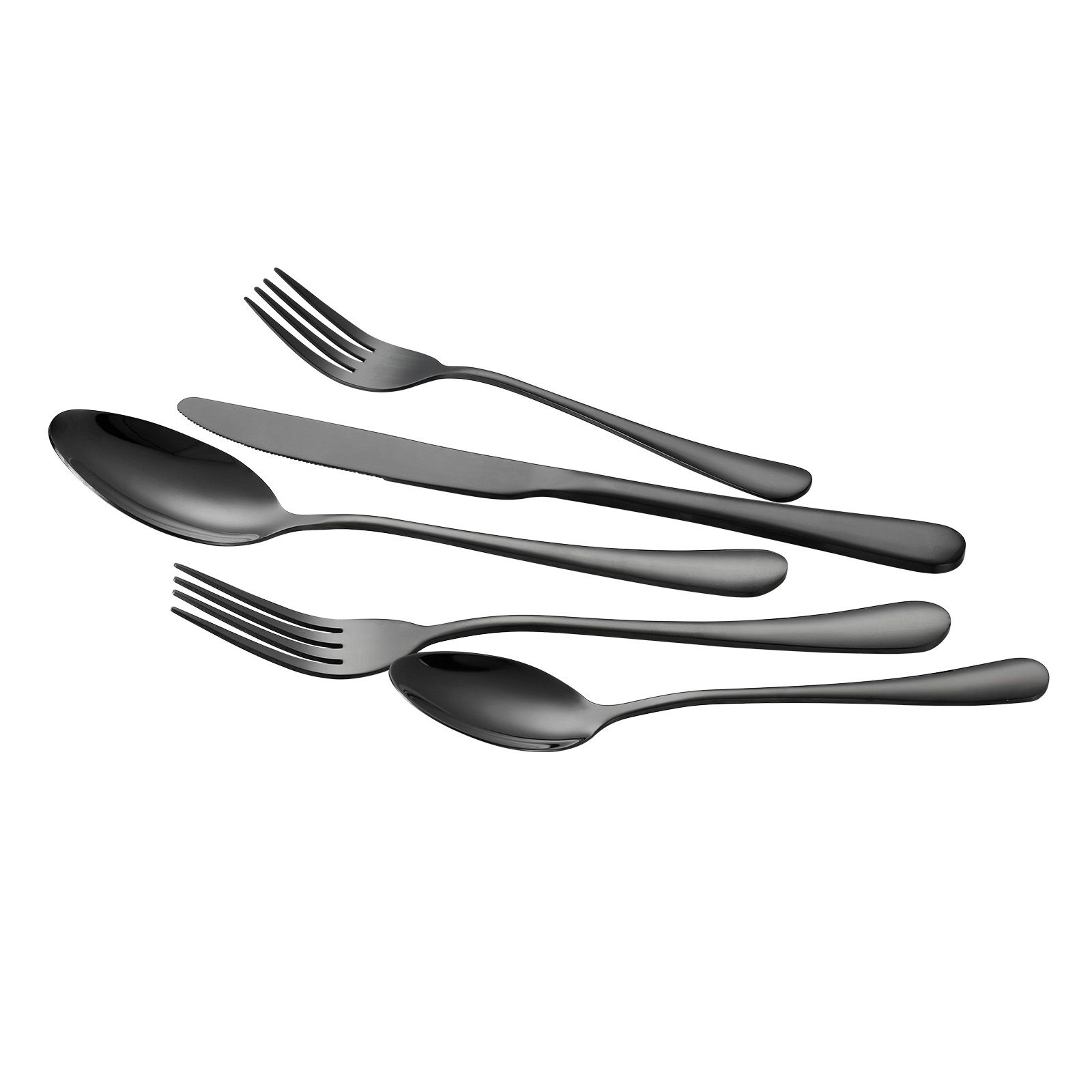 30-teiliges Edelstahl-besteckset, Hochglanzpoliert, Spülmaschinenfest, Für 6 Personen, Messer, Gabel, Löffel.