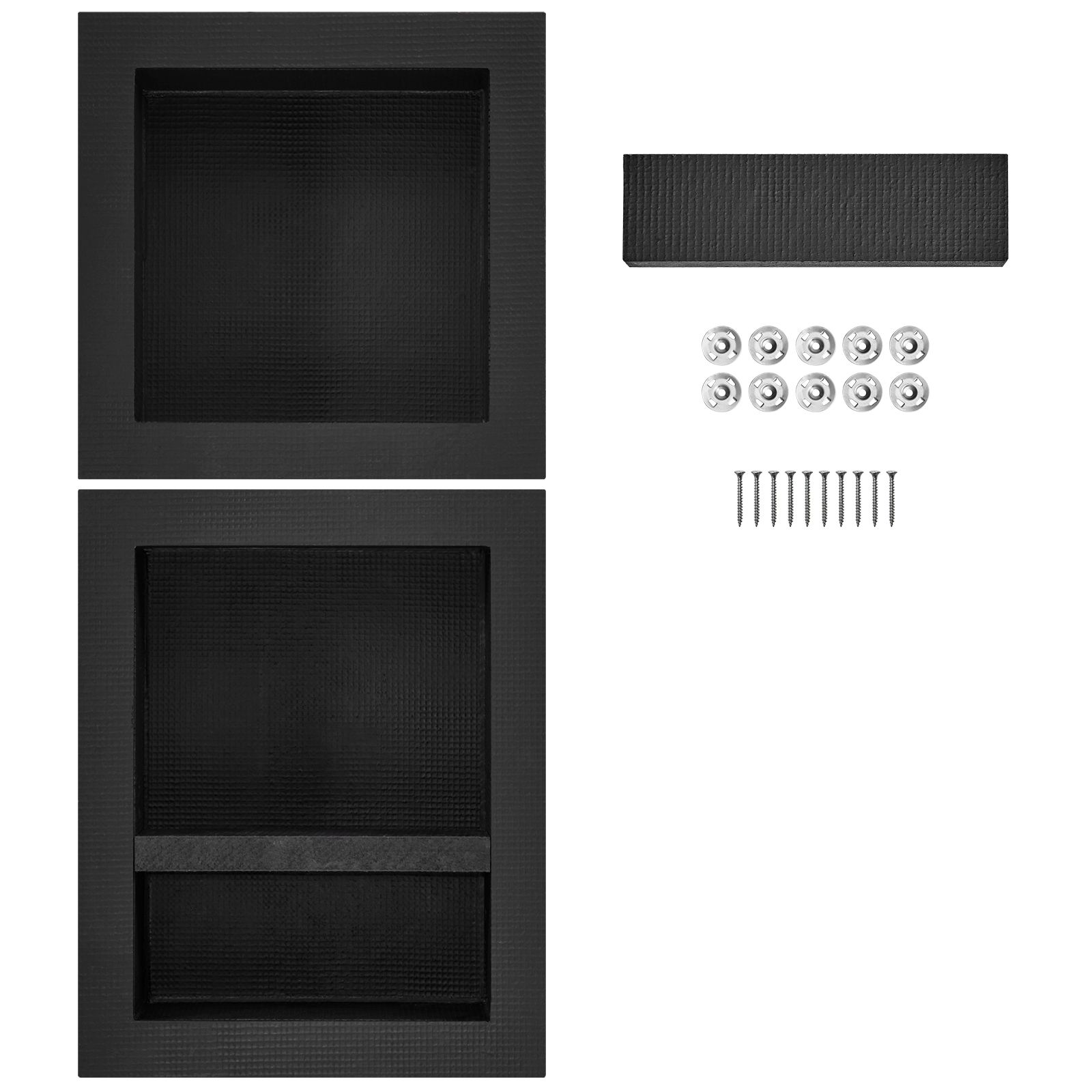 Duschablage 40,64 X 40,64 Cm & 40,64 X 50,8 Cm, Dreifacher Ablageboden, Abgerundete Ecken, Versiegelter Schutz, Moderne Badezimmeraufbewahrung, Schwarz