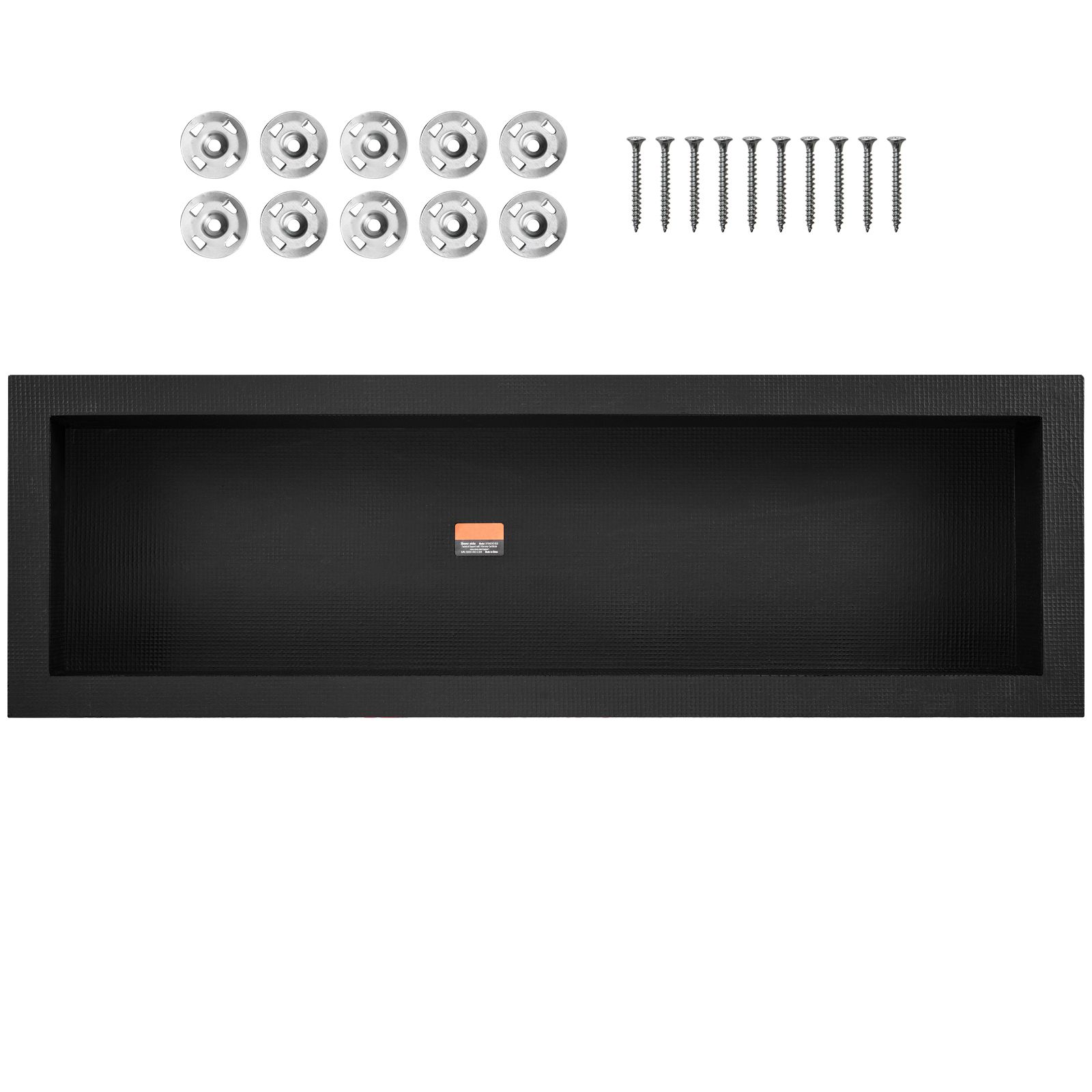 Eingelassene Duschablage, 40,64 X 127 Cm, Mit Einem Ablagefach, Quadratischen Ecken, Versiegeltem Schutz, Moderner Seifenaufbewahrung, Schwarz, Für Badezimmer.