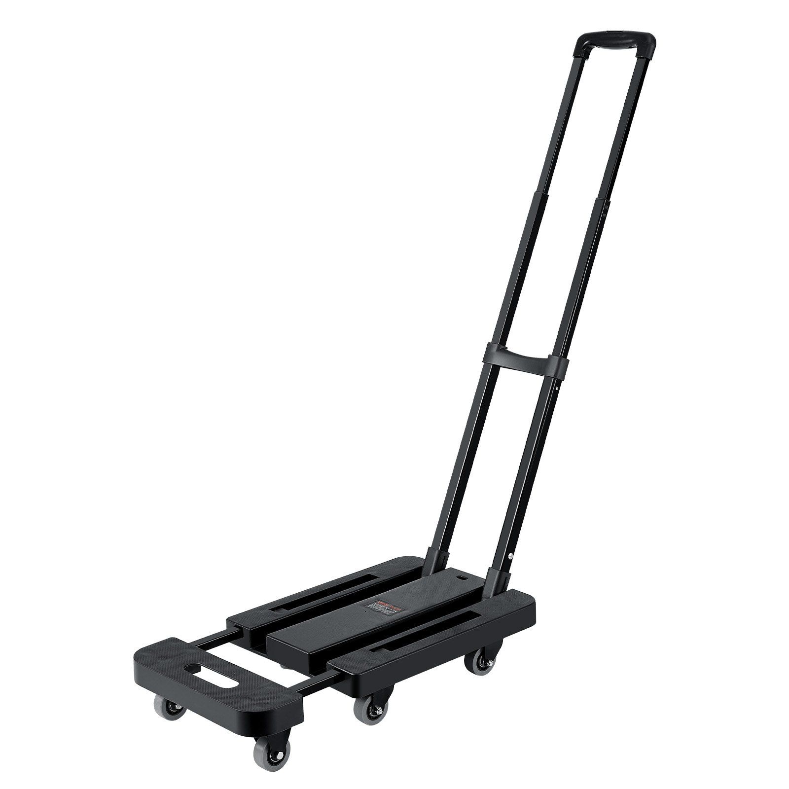 Faltbarer Trolley 226,8 Kg, 6 Räder, Ausziehbarer Fuß, 2 Elastische Gurte, Für Gepäck Und Umzüge, Schwarz.