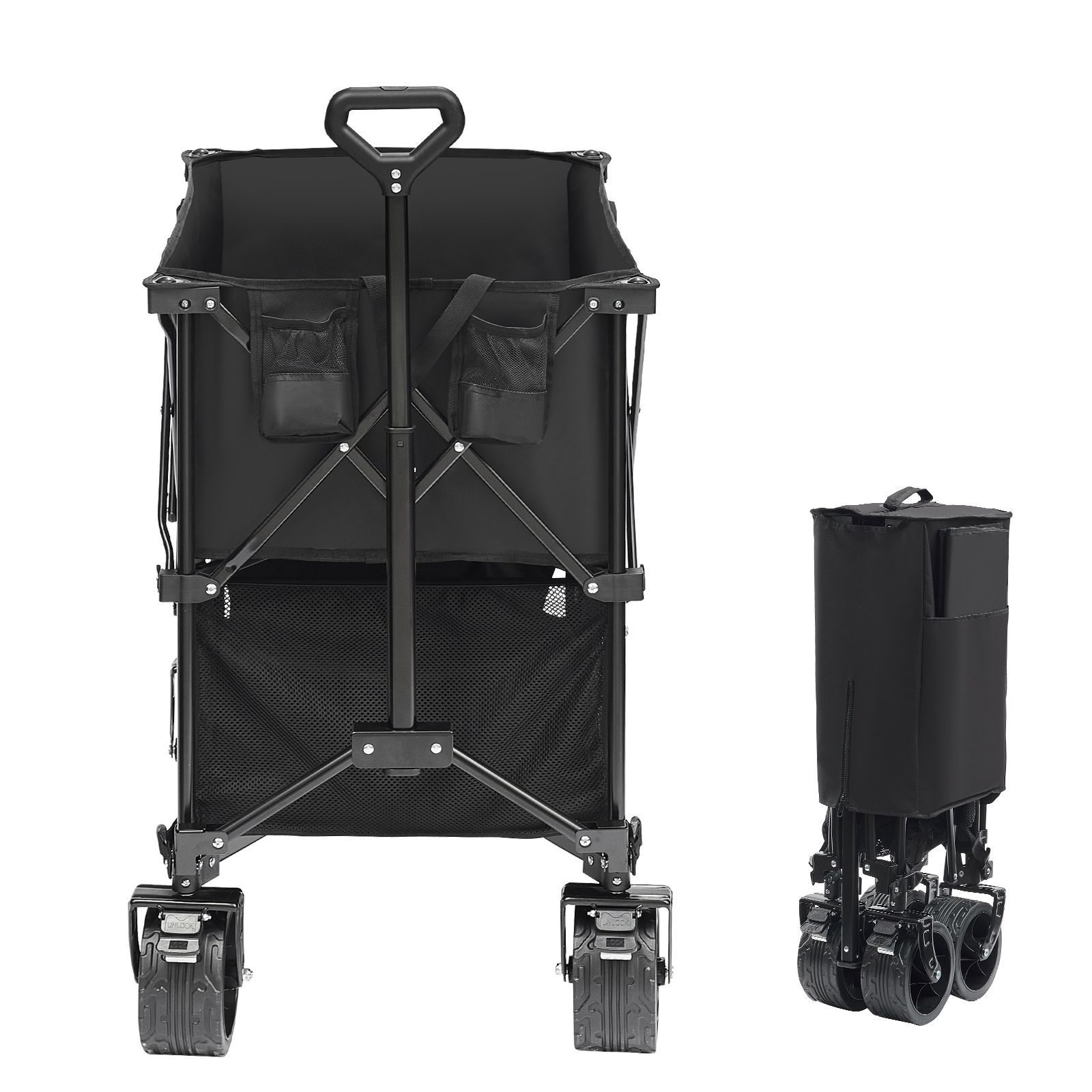 Doppelstöckiger Faltwagen, 400 L, Geländeräder, Tragkraft 350-450 Lb, 52" Ausziehbarer Griff, Ideal Zum Campen, Einkaufen Und Gärtnern.