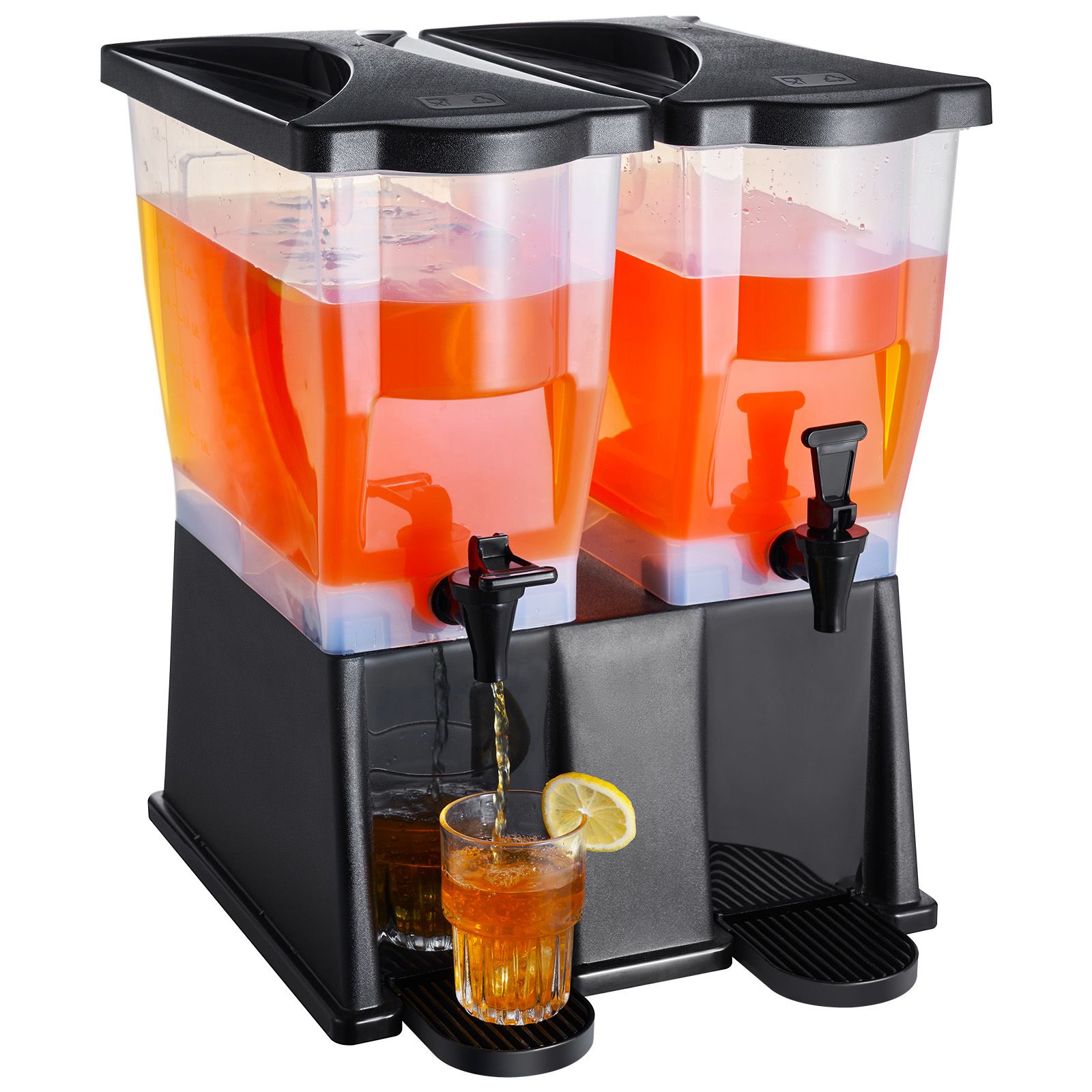 2x3-gallonen-getränkespender Aus Kunststoff Mit Zapfhahn Und Deckel, Ideal Für Eistee, Limonade, Saft Und Wasser. Perfekt Für Restaurants, Hotels Und Partys.