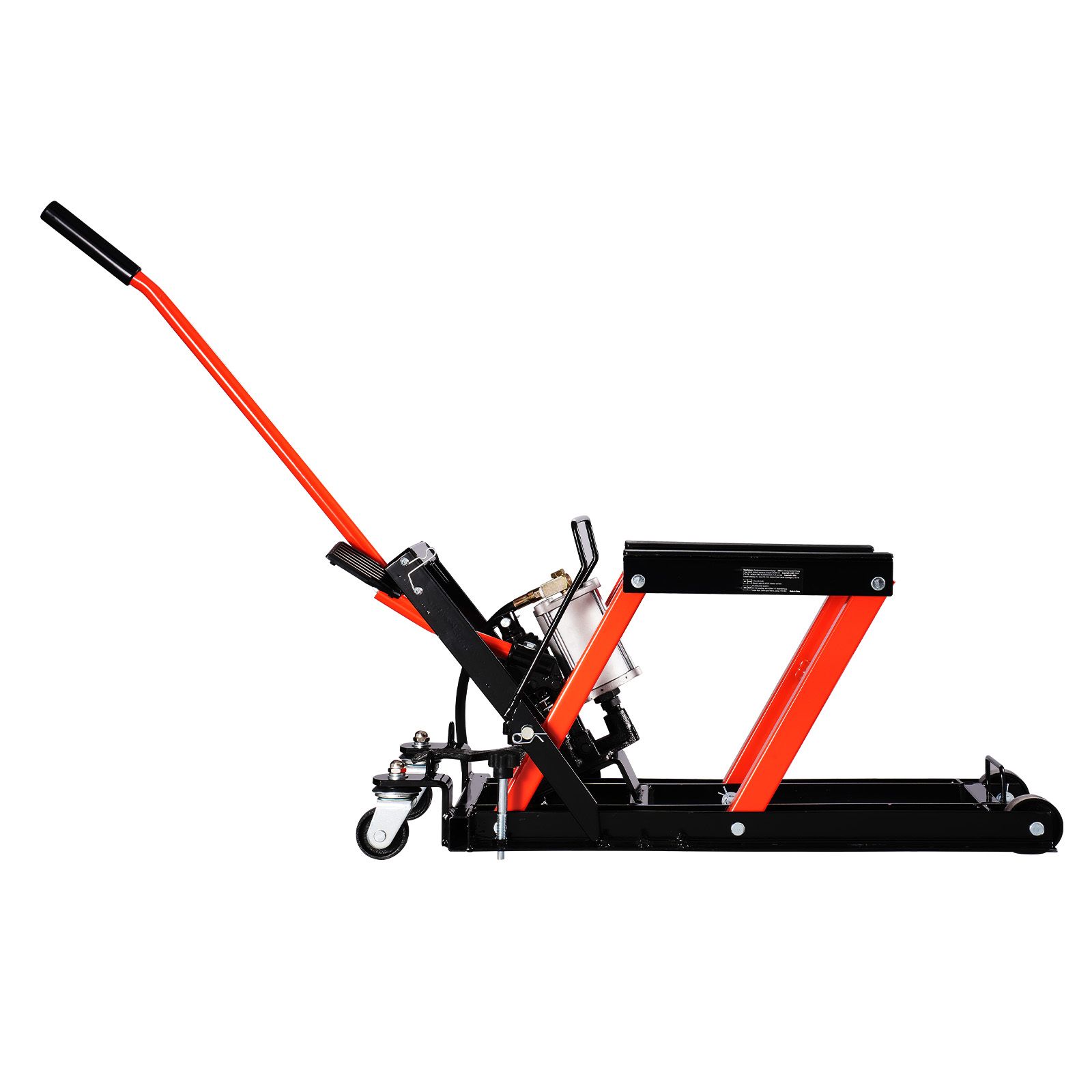 Motorradheber, 680 Kg Tragkraft, Hydraulisch Und Pneumatisch, Hubhöhe 10,4–38 Cm, Reparaturständer Mit Abnehmbarer Rampe Und 2 Rädern Für Motorrad, Quad Und Dirtbike