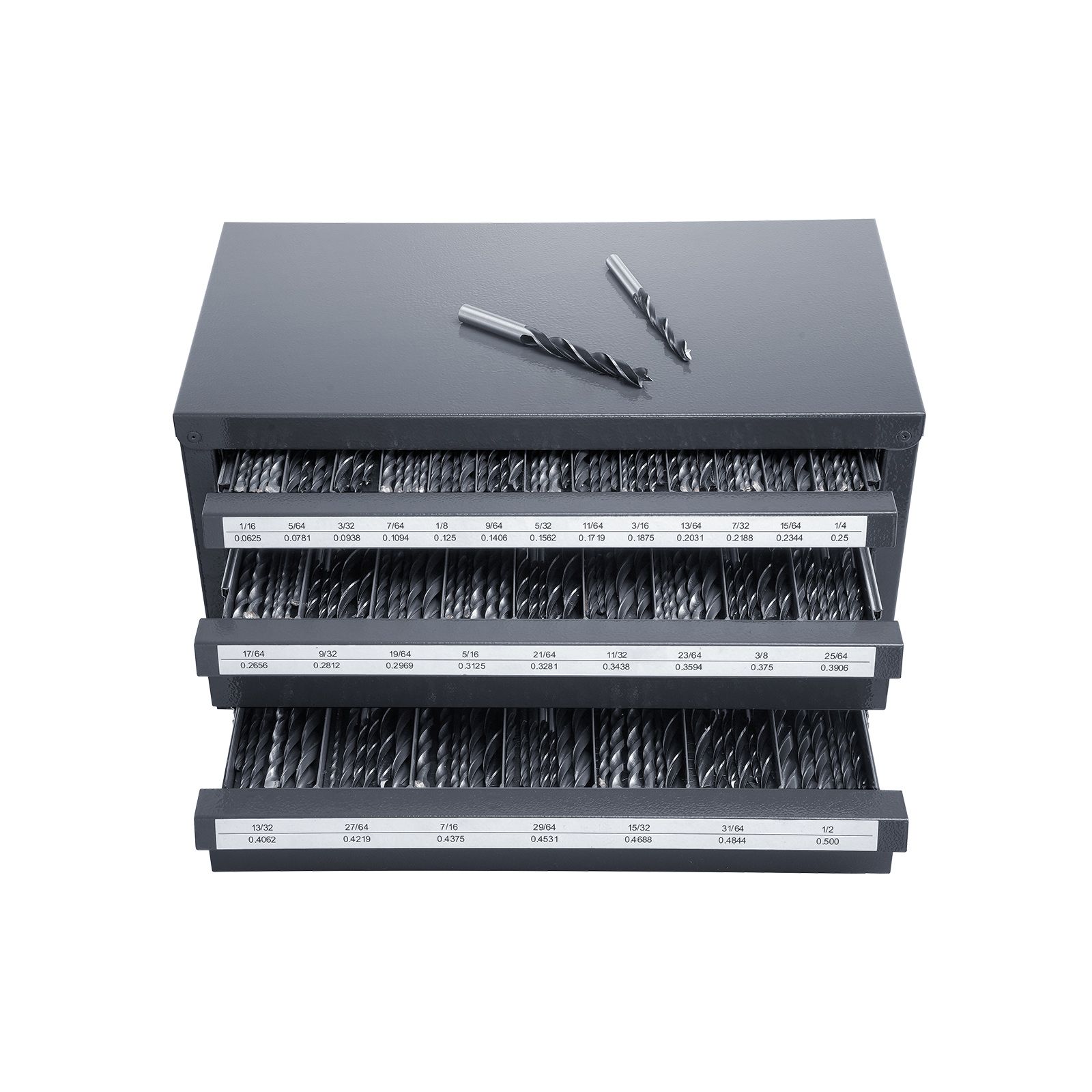 Bohrer-verteilerschrank, 3 Schubladen, Stahlorganizer Für Bohrer Von 1,59 Bis 12,7 Mm, Mit Etiketten, Stapelbar.