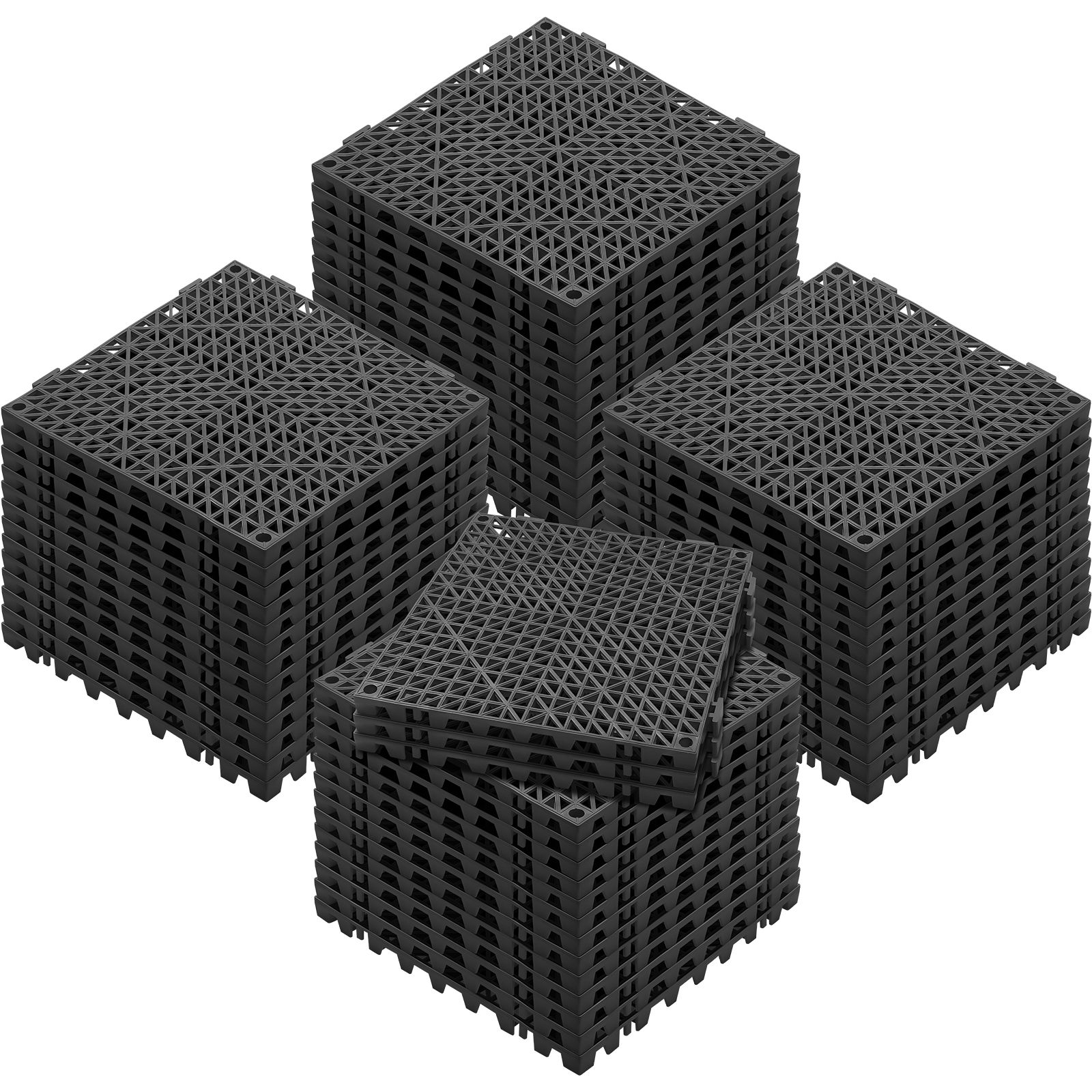 Modulare Pvc-drainagematte, 55-teilig, 30 X 30 Cm, Rutschfestes Klicksystem, Für Bad, Küche, Schwimmbad, Schwarz