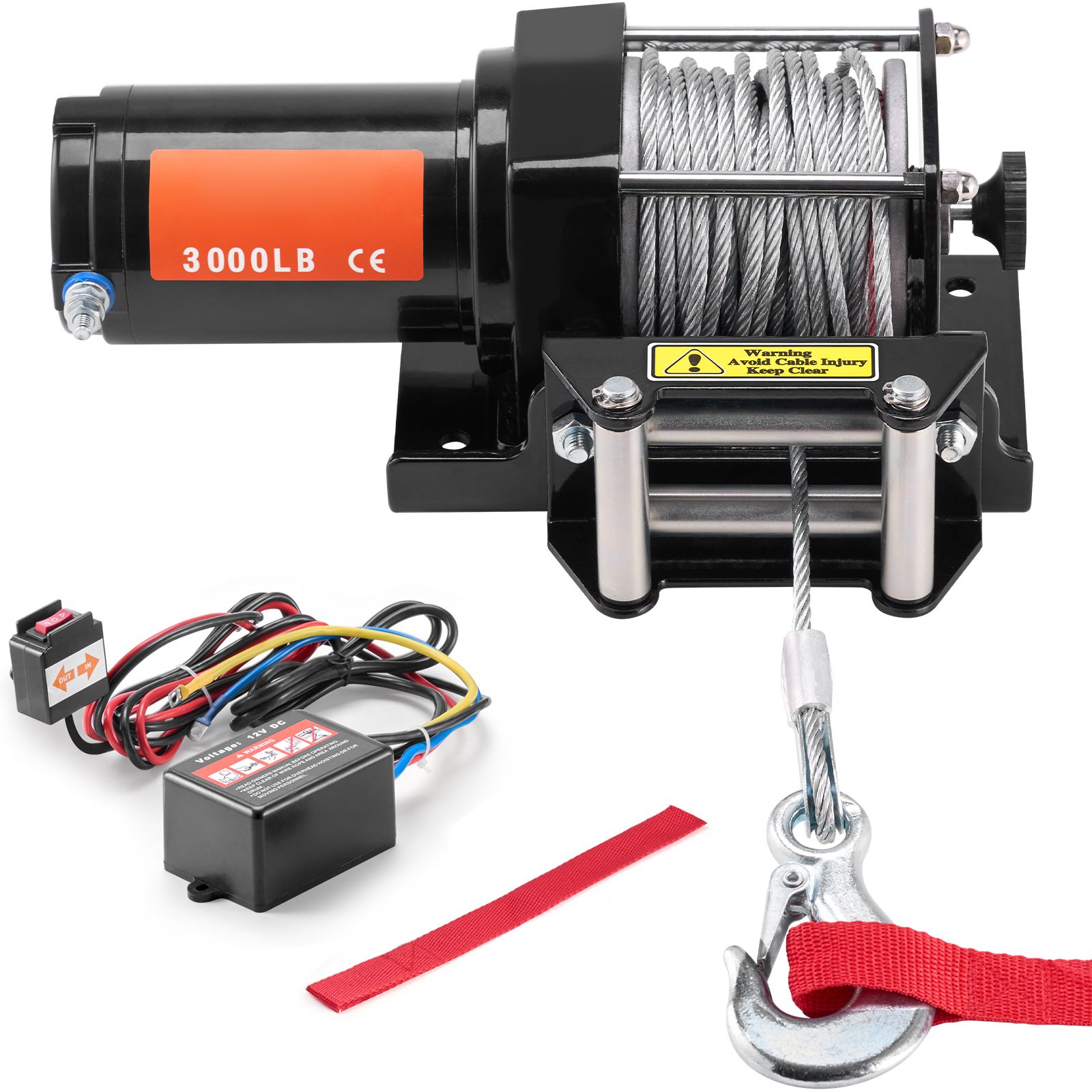 Elektrische Seilwinde, 1360 Kg, Stahlseil, Schutzart Ip55, Kabelsteuerung, Atv/utv
