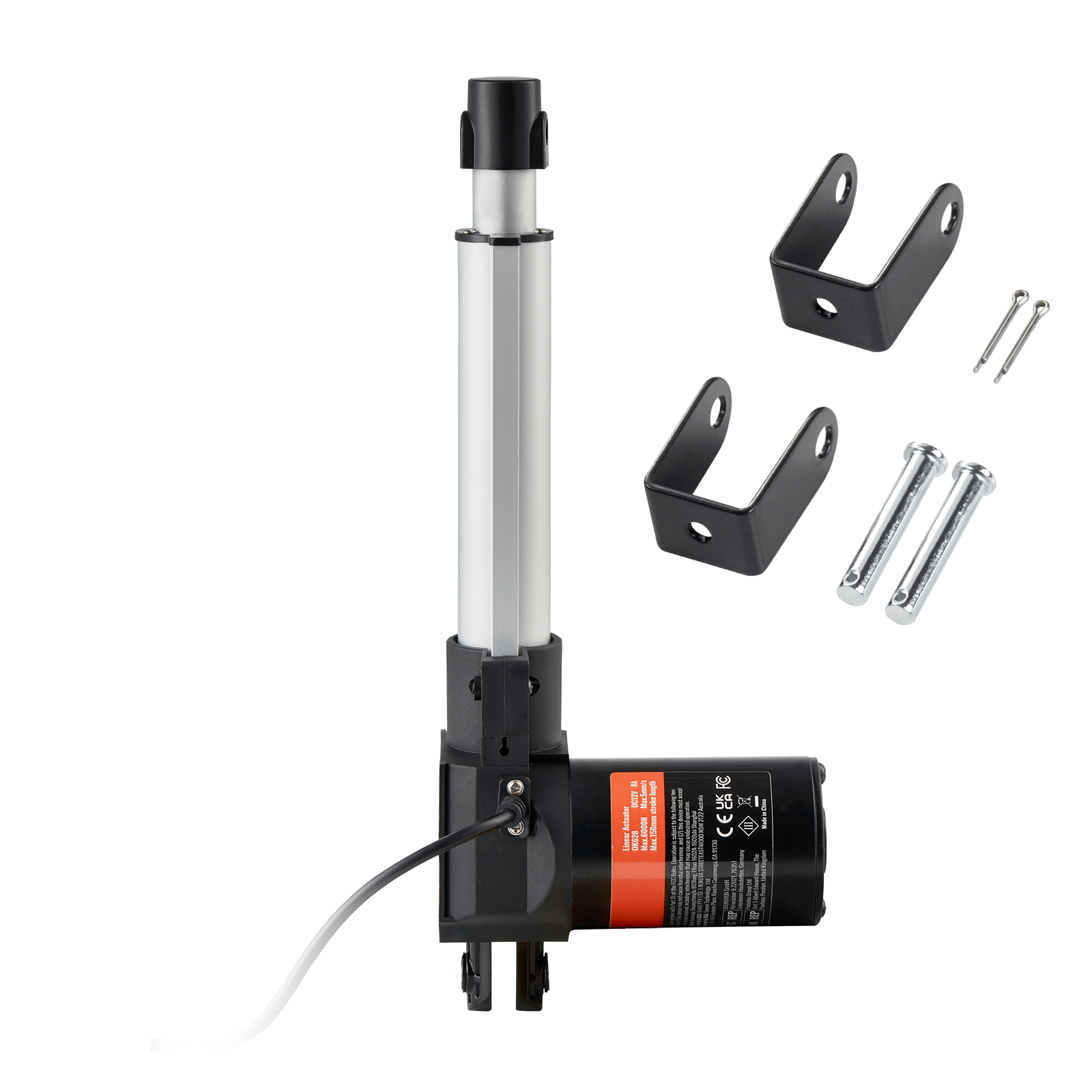 Elektrischer Stellantrieb, 12 V, 15,2 Cm, Robust, 6000 N, Geschwindigkeit 0,5 Cm/s, Schutzart Ip44