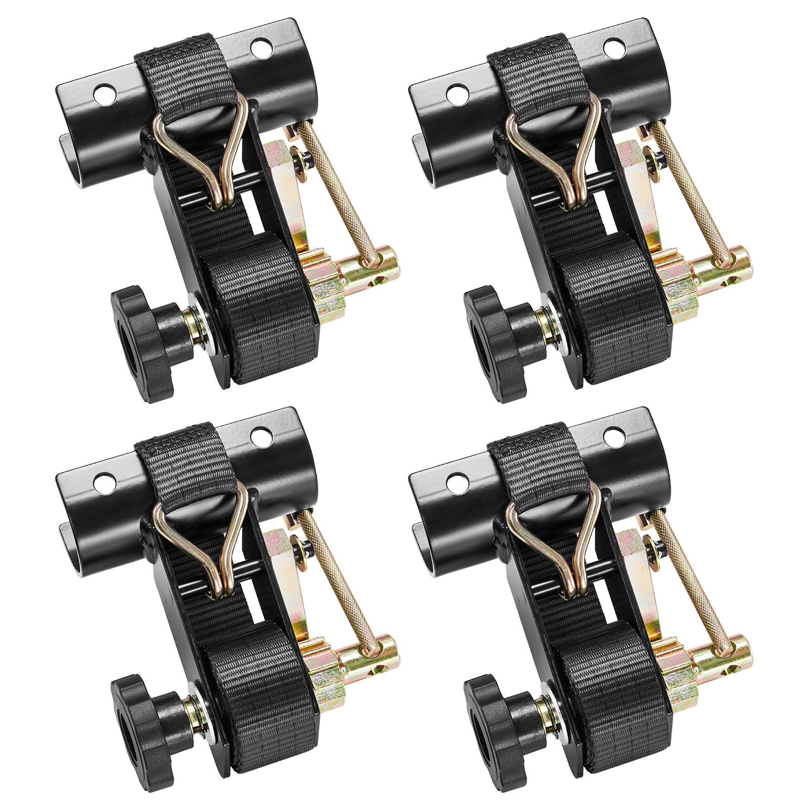 Ratschengurte Für Leitergestell, Schwarze Rundrohrbefestigung 47,6-50,8 Mm, 38 Mm X 2,25 M, Doppel-j-haken, Tragfähigkeit 226,8 Kg, 4er-pack.