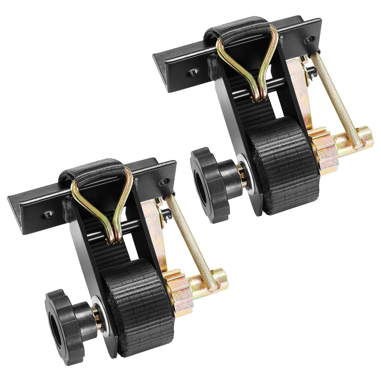 Ratschengurte Mit Doppelten J-haken, Schwarze Vierkantrohrbefestigung, 38 Mm X 2,25 M, Tragfähigkeit 226,8 Kg, 2er-pack, Hochbelastbar.
