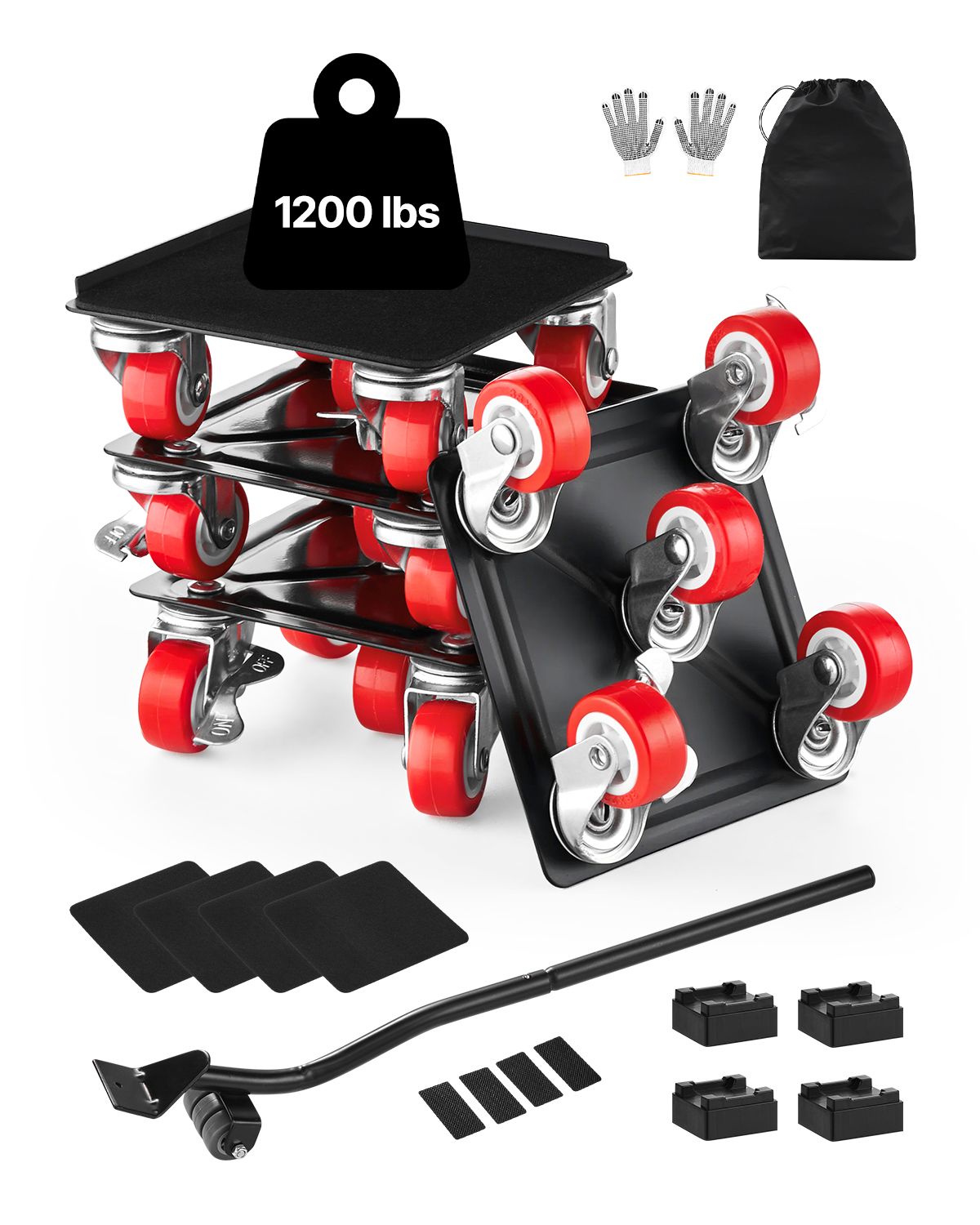 Schwerlast-transportkarre, Maximale Traglast 1200 Lbs, 5 Um 360° Schwenkbare Räder, Kohlenstoffstahl, Zum Transport Von Sofa, Kühlschrank, Waschmaschine.