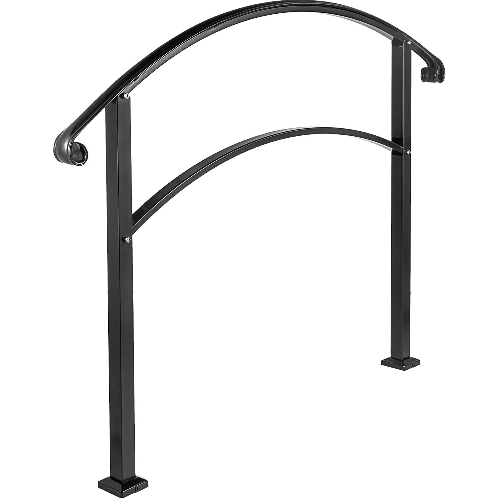 Außengeländer Für Treppen, Anpassbar Für 1 Bis 5 Stufen, Schwarzes Schmiedeeisen, Flexibles Geländer Für Veranden, Kompatibel Mit Beton Oder Holz.