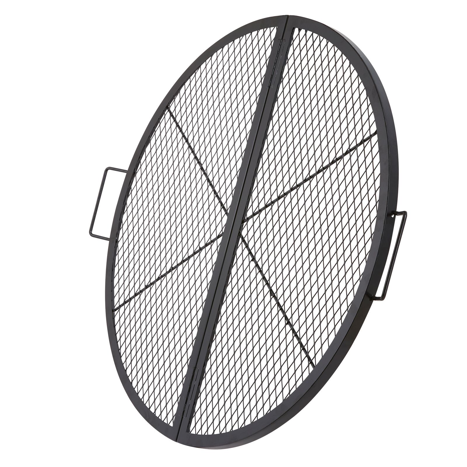Runder, Klappbarer Grillrost Für Lagerfeuer, Aus Robustem Stahl, 36 Cm Durchmesser, Mit Griff Und Ständer, Tragbar Für Grillabende Im Freien.