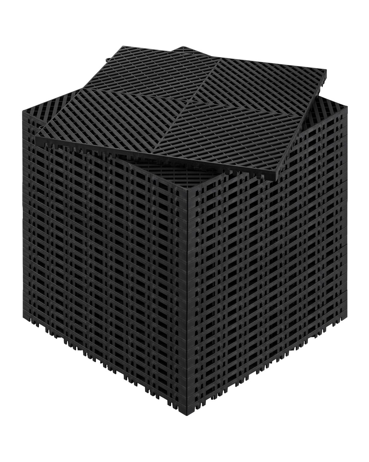 15,7' X 15,7' Verbund-drainagefliesen – 24 Stück, Schwarze, Rutschfeste, Modulare Pp-matte, Für Garage, Garten, Küche Und Außenbereich