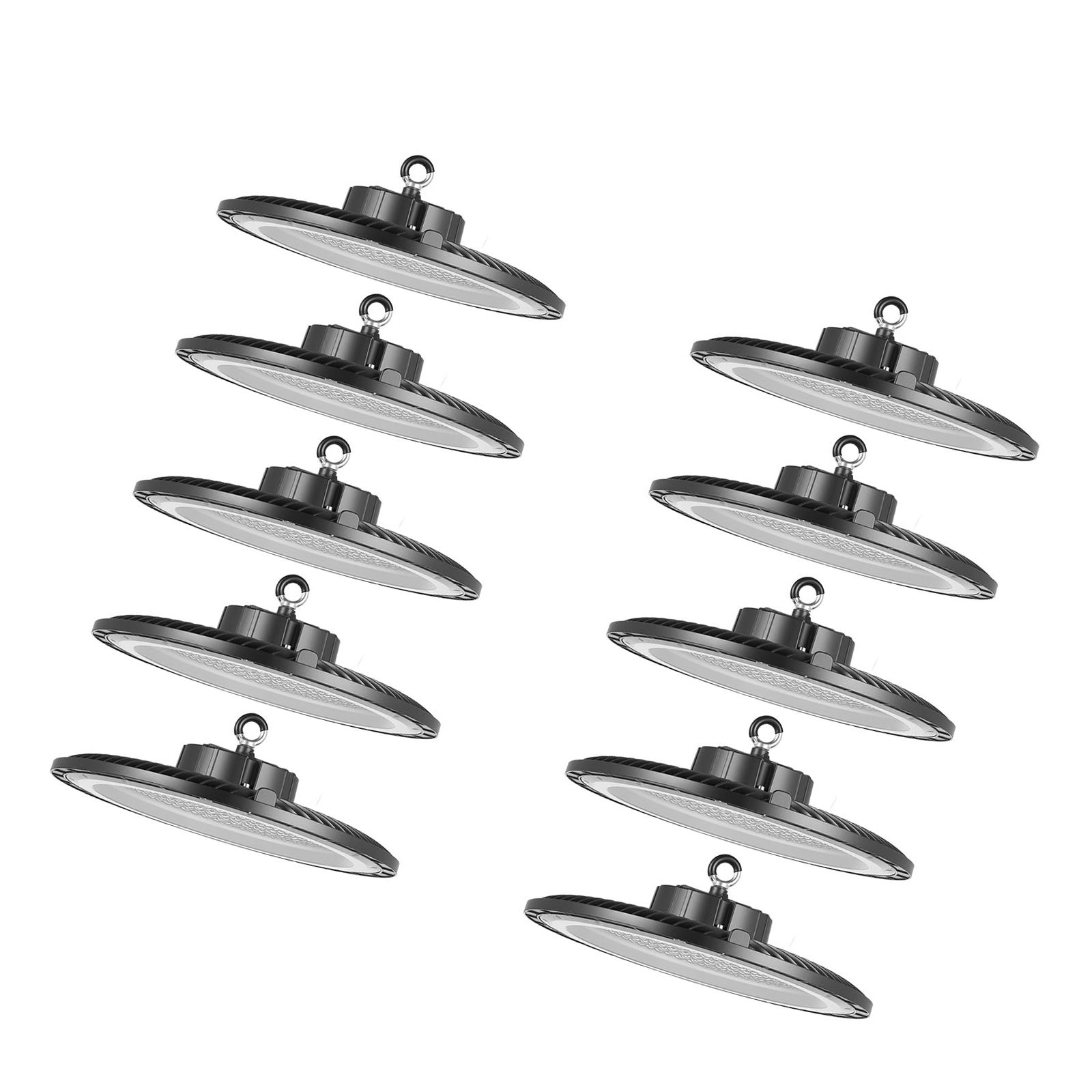 Ufo 200w 5000k 30000lm Led-leuchten, 10er-pack, Ip65, 100–277v, Für Lagerhalle, Werkstatt, Fabrik, Turnhalle, Garage, Scheune, Schwarz