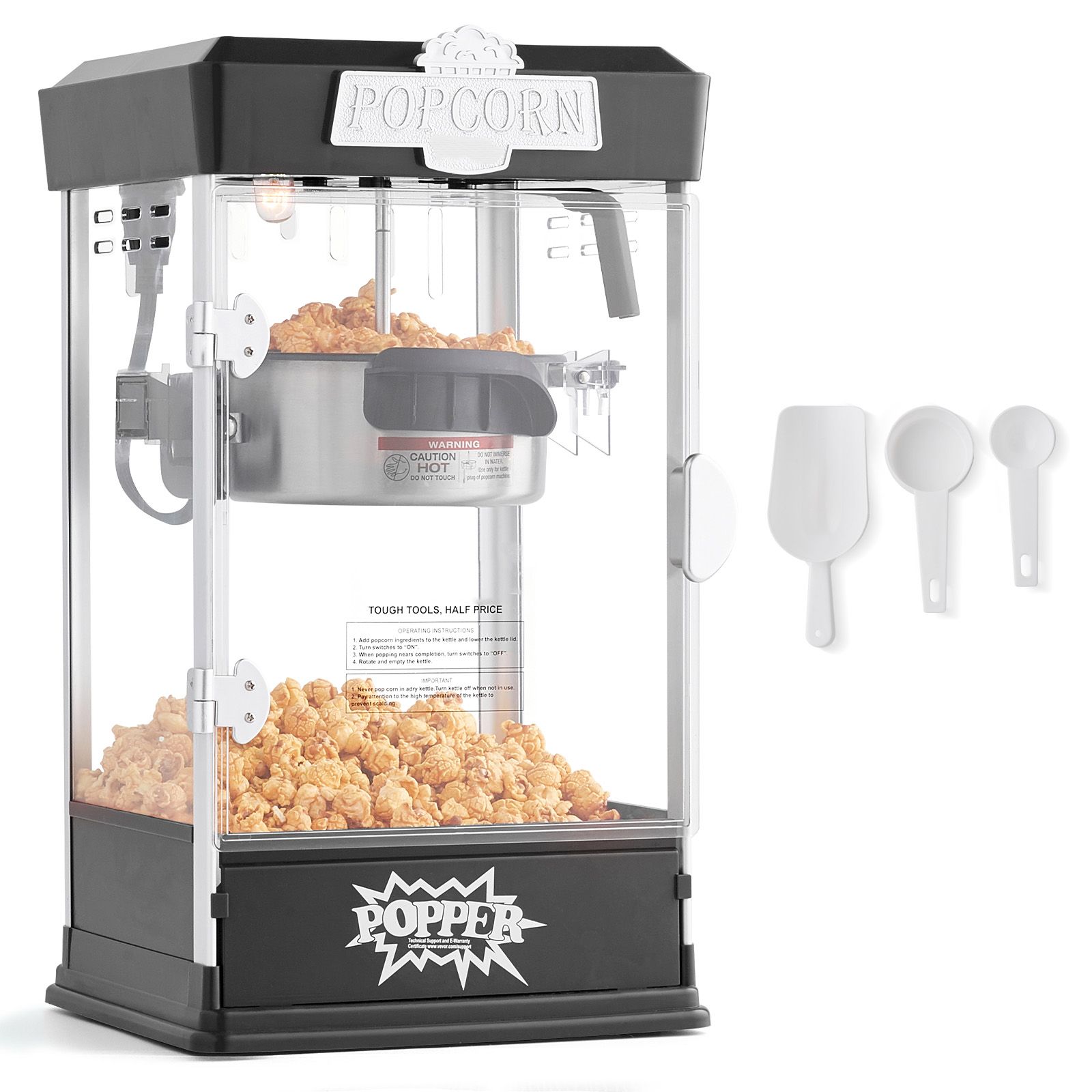 480-watt-popcornmaschine, 4 Oz, 4,5 L Pro Portion, Kino-design, Schwarz, Mit 3 Schaufeln