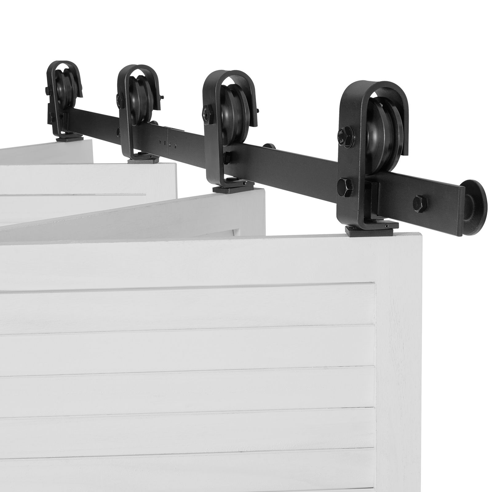 Schiebetürbeschlag Für Zweiflügelige Scheunentüren, 52" Obere Schiene, Gleitet Geräuschlos, Robust, Einfache Montage, Geeignet Für 4 Schranktüren (nicht Im Lieferumfang Enthalten).
