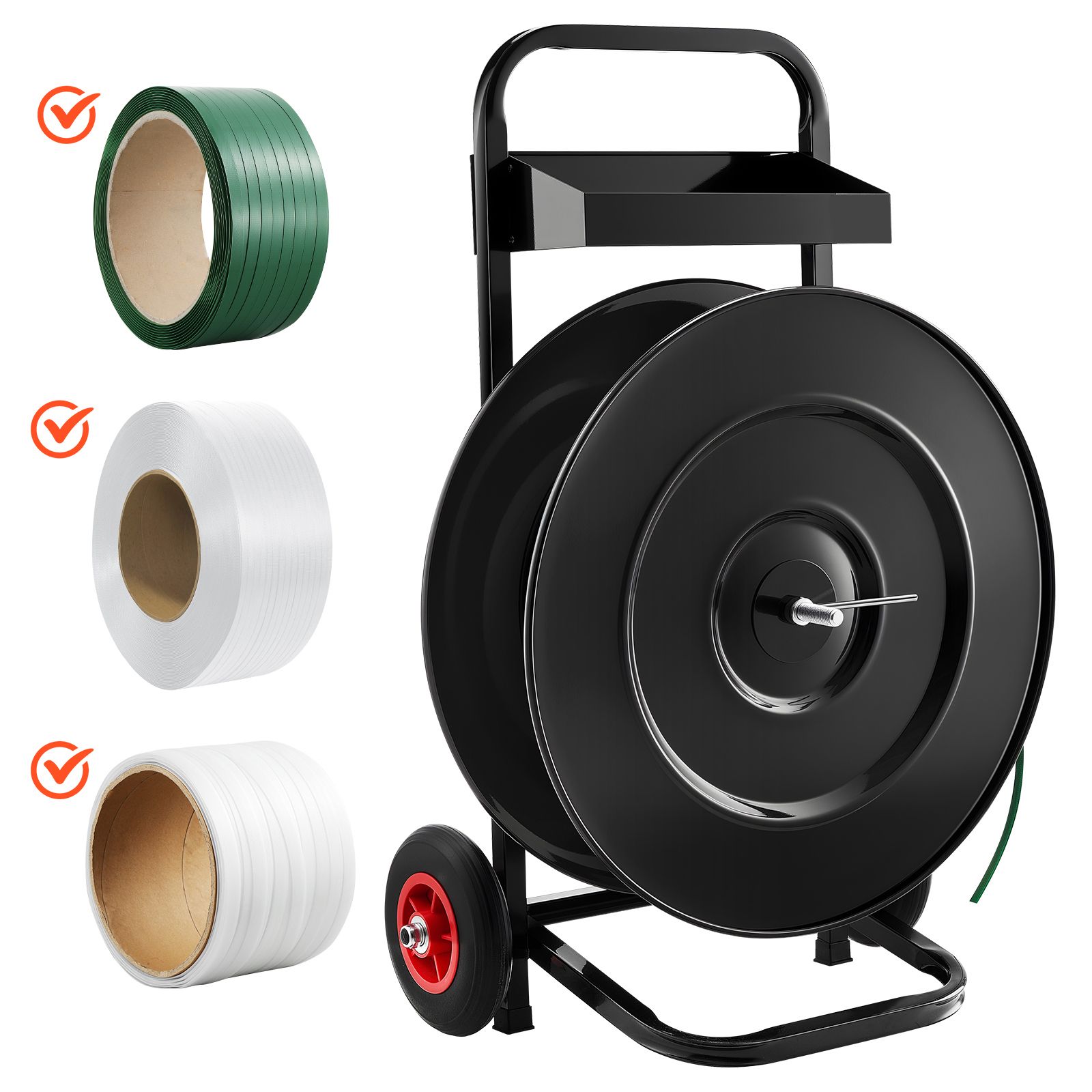Abwickelwagen Für Pet/pp/polyester-umreifungsbänder, 20,3/40,6 Cm Kerne, Verstärkte Bremse, Integrierte Werkzeugablage.