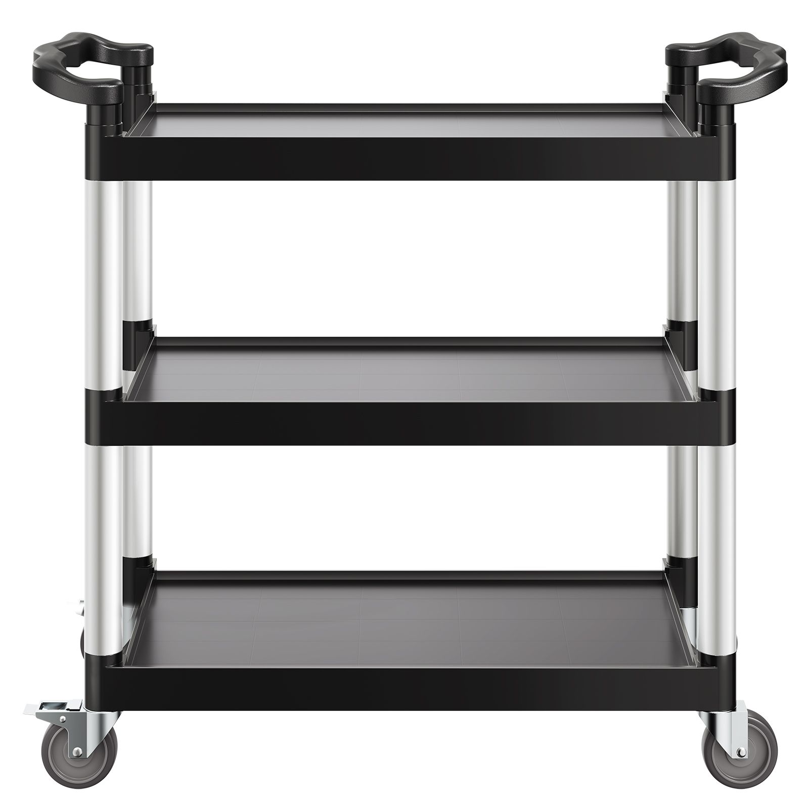 Servierwagen Mit 3 Ablagen, 500 Kg Tragkraft, 360° Schwenkbaren Rollen (2 Mit Bremsen), 79 X 49 Cm, Für Lager, Büro, Haushalt, Restaurant, Küche.
